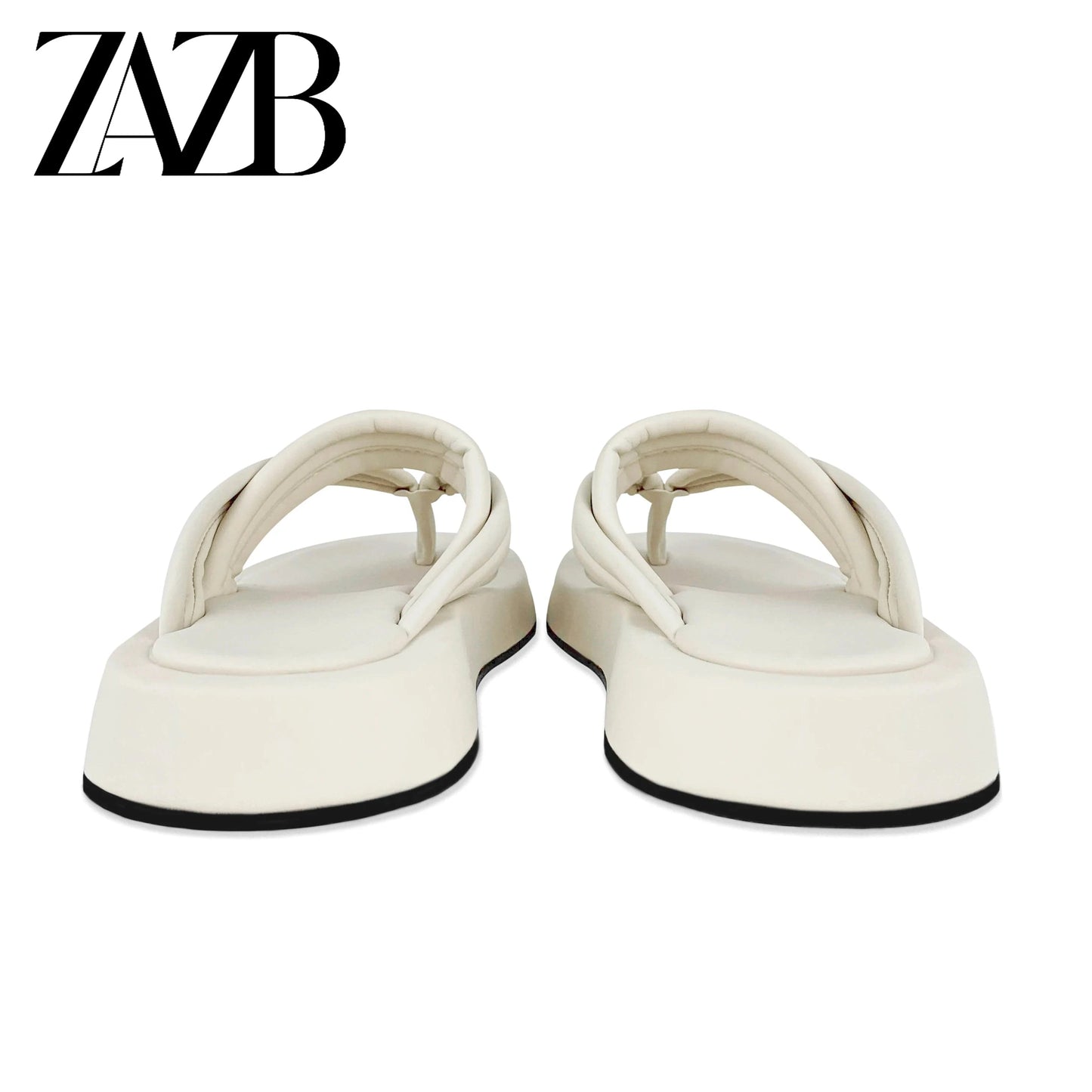 ZAZB brand custom leather beige thick sole slippers for women's slippers wedding dress for women