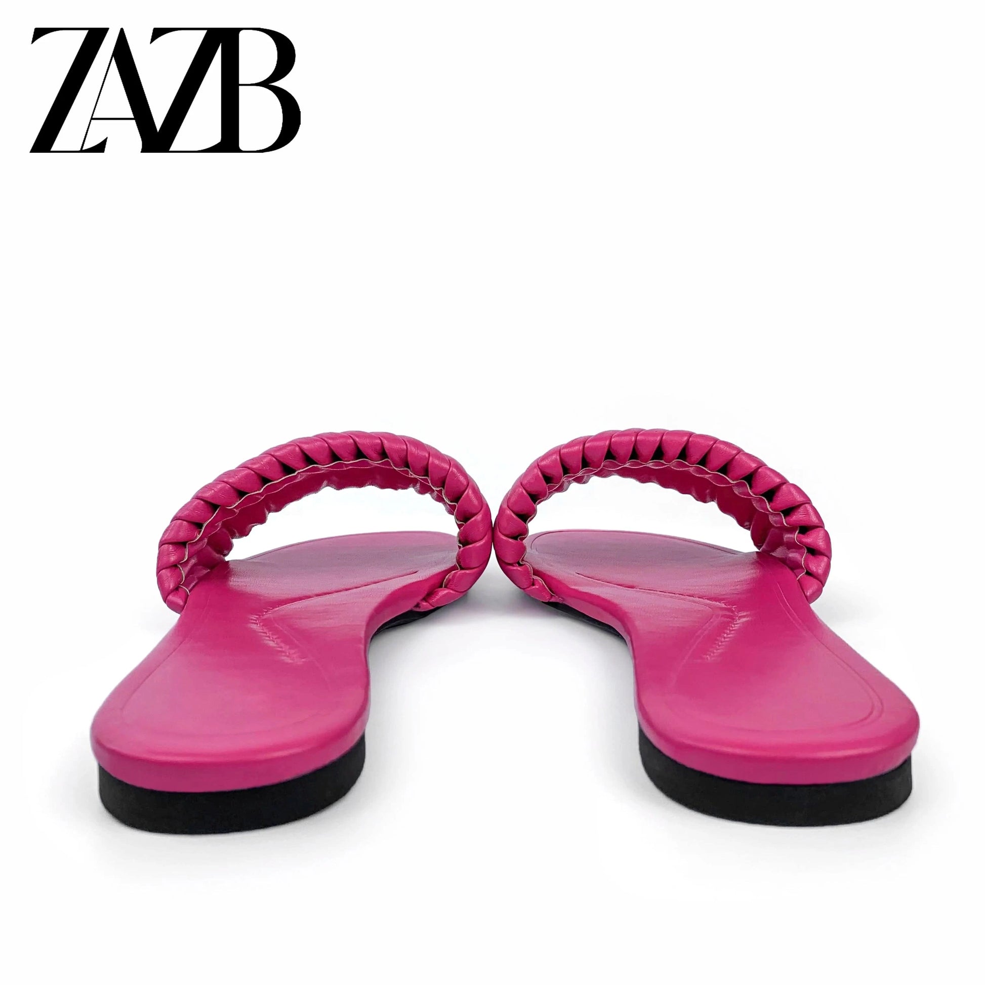ZAZB brand custom leather for shoes luxury flat sandals and women ladies mules chaussures pour femmes