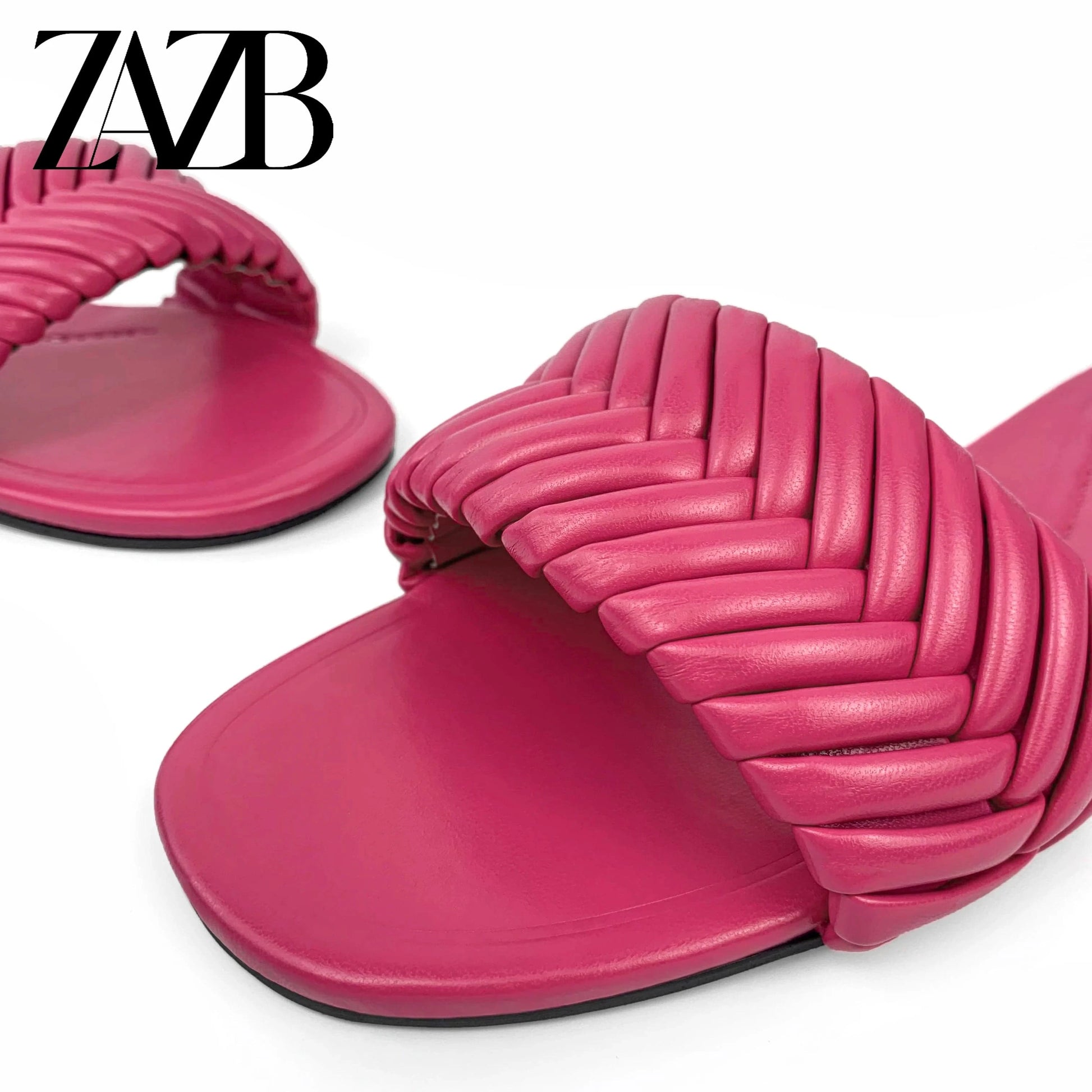 ZAZB brand custom leather for shoes luxury flat sandals and women ladies mules chaussures pour femmes