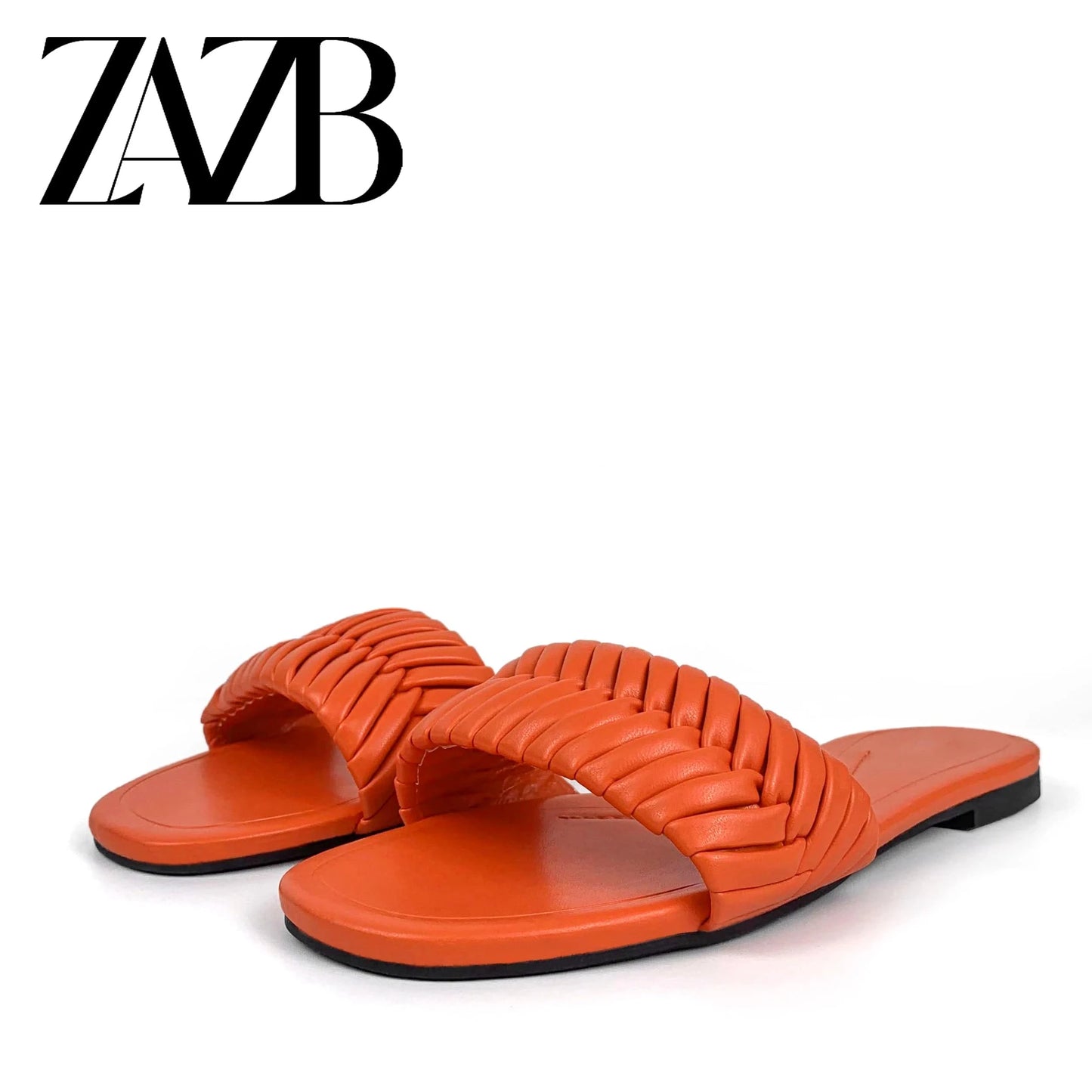 ZAZB brand custom leather for shoes luxury flat sandals and women ladies mules chaussures pour femmes