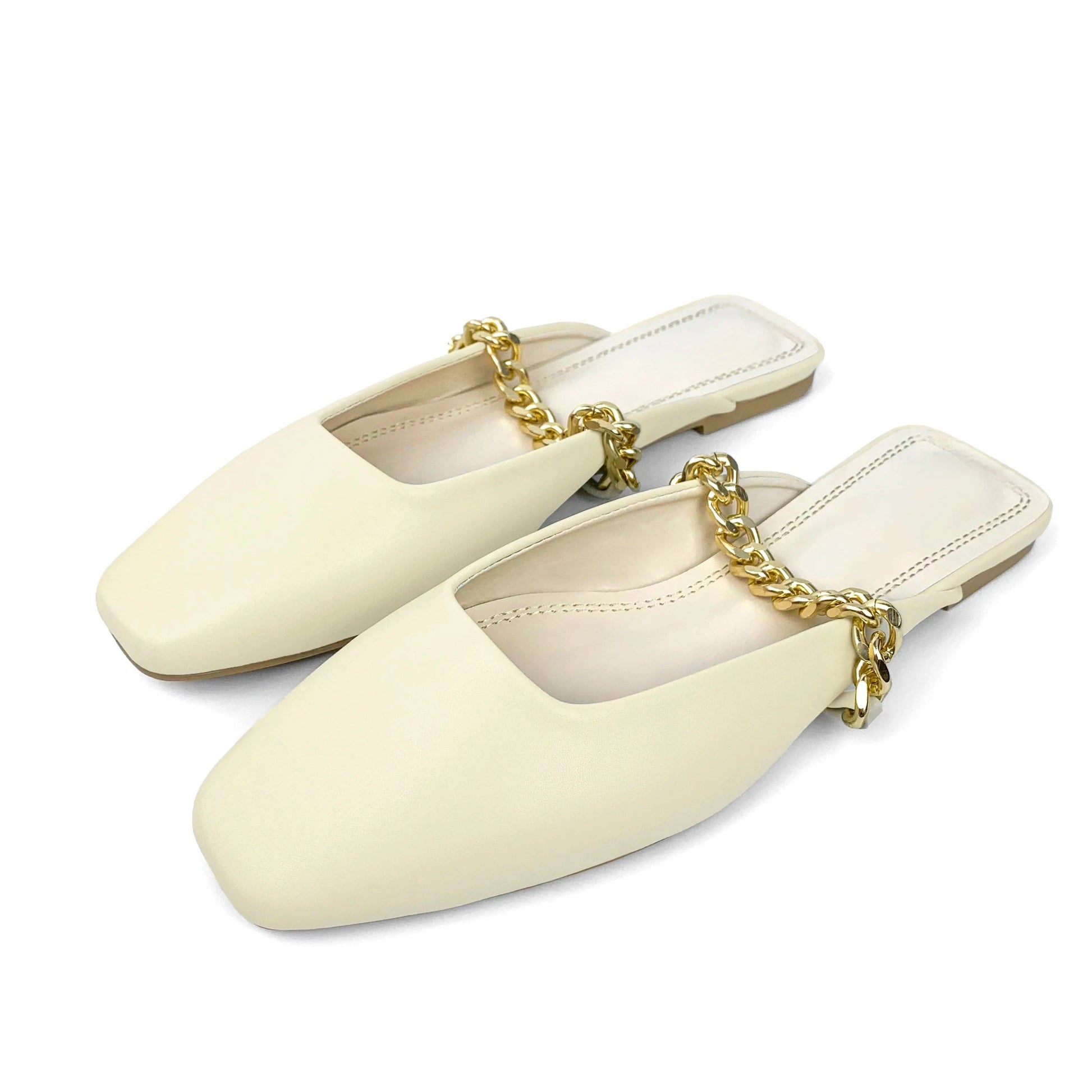 ZAZB brand custom leather for shoes luxury flat sandals and women Metal Chain  ladies mules chaussures pour femmes