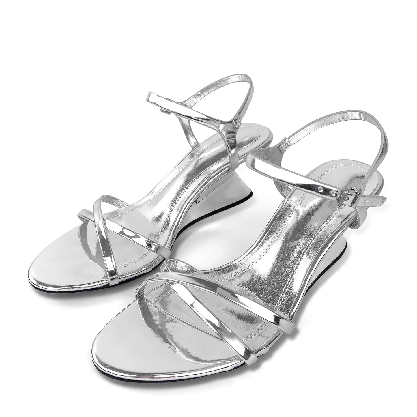 ZAZB brand custom leather high heels shoes for women sandals luxury silvery wedding bride ladies and chaussures pour femmes