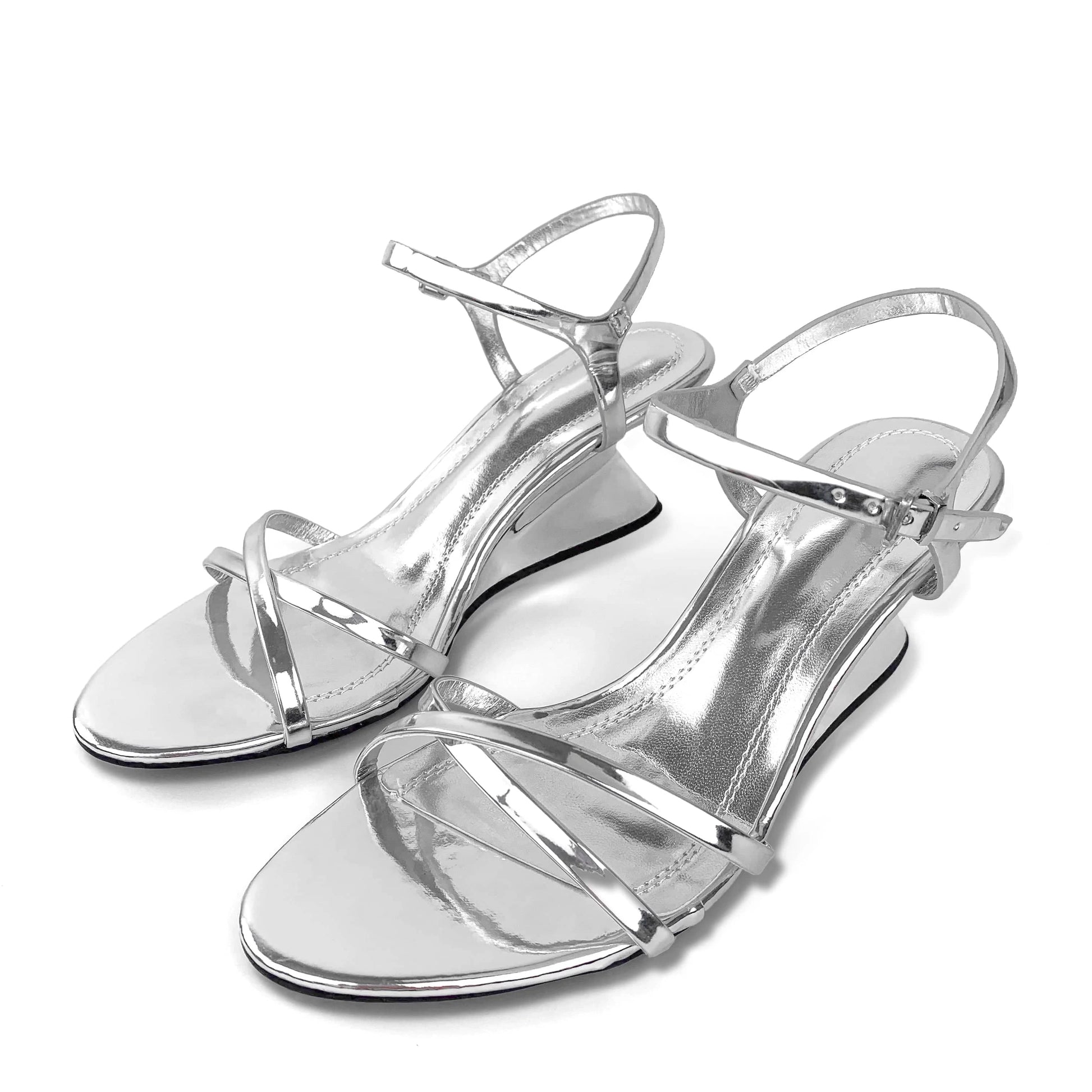 ZAZB brand custom leather high heels shoes for women sandals luxury silvery wedding bride ladies and chaussures pour femmes
