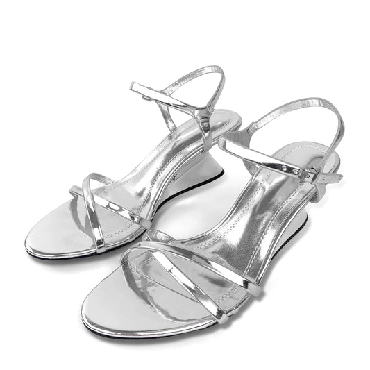ZAZB brand custom leather high heels shoes for women sandals luxury silvery wedding bride ladies and chaussures pour femmes