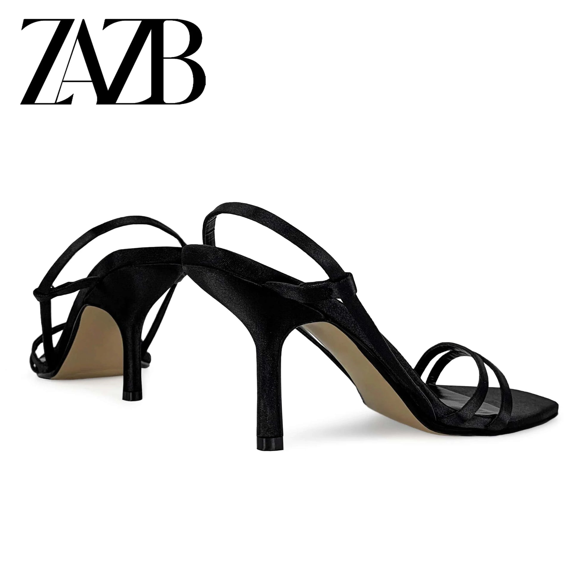 ZAZB brand custom leather high heels shoes for women sandals Slim sexy wedding bride elegant ladies and chaussures pour femmes