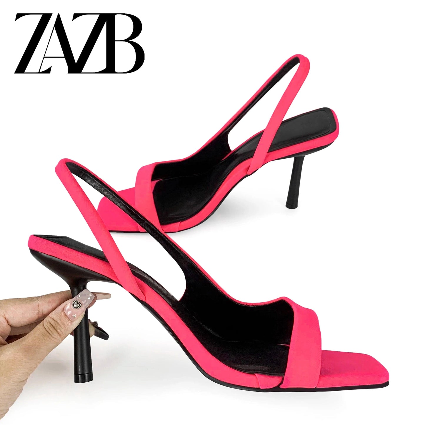 ZAZB brand custom leather high heels shoes for women sandals Slim sexy wedding bride elegant ladies and chaussures pour femmes