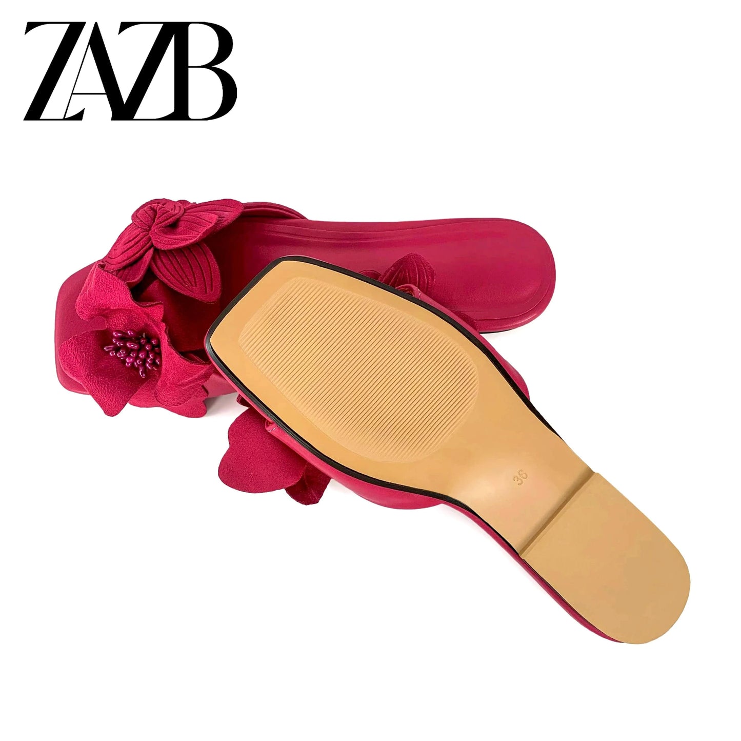 ZAZB brand custom slippers for ZAZB brand custom slippers for shoes luxury flat sandals and women ladies mules Floral plant desi