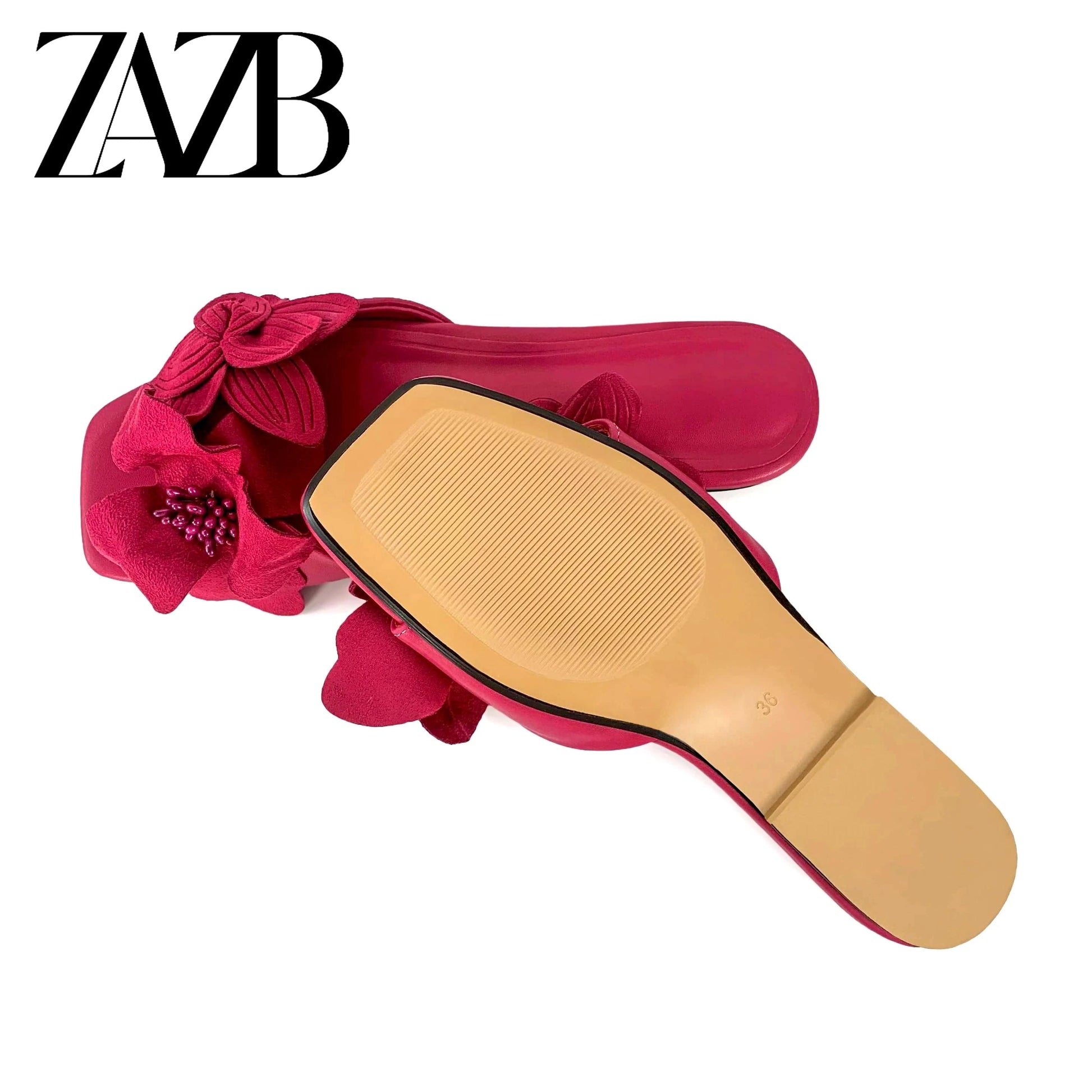 ZAZB brand custom slippers for ZAZB brand custom slippers for shoes luxury flat sandals and women ladies mules Floral plant desi