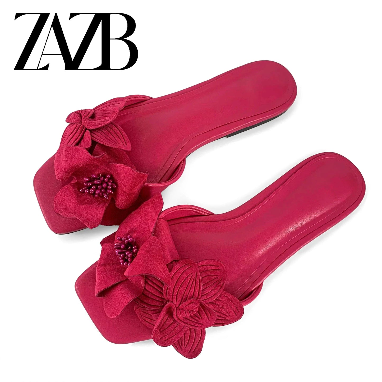 ZAZB brand custom slippers for ZAZB brand custom slippers for shoes luxury flat sandals and women ladies mules Floral plant desi