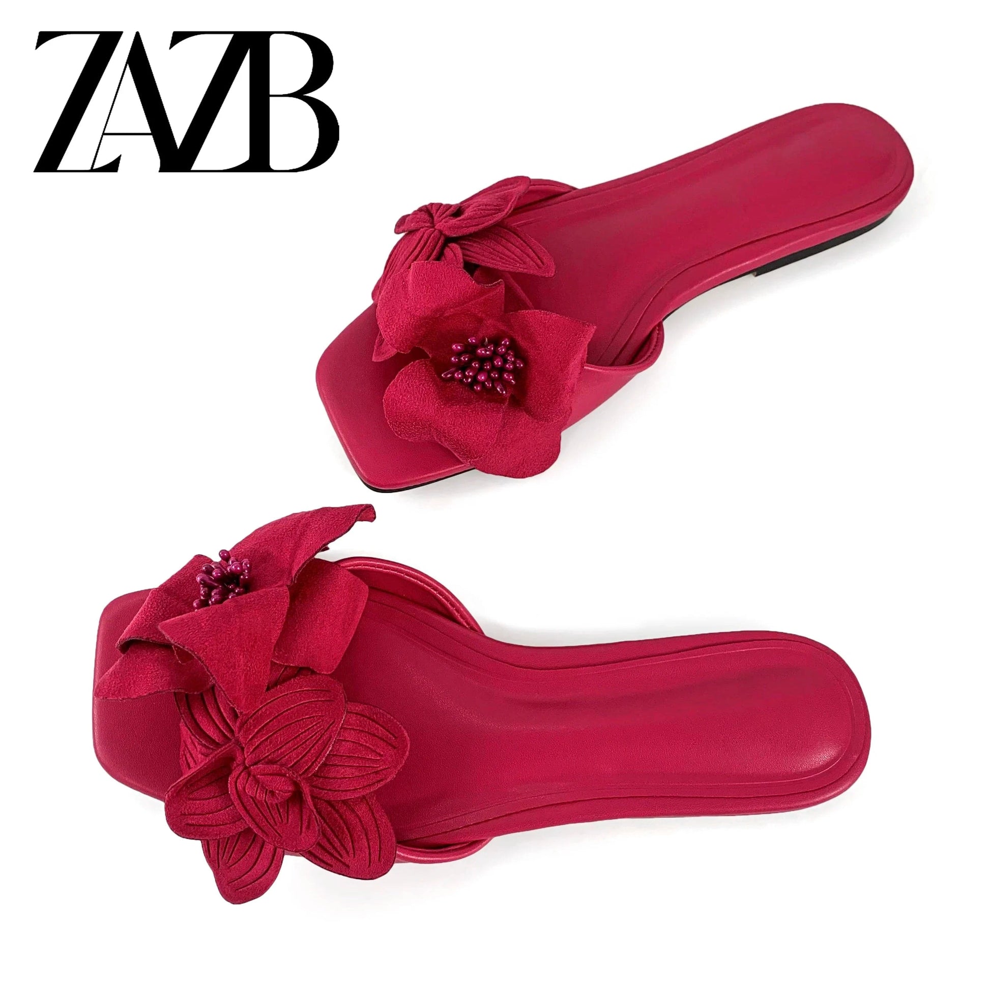 ZAZB brand custom slippers for ZAZB brand custom slippers for shoes luxury flat sandals and women ladies mules Floral plant desi