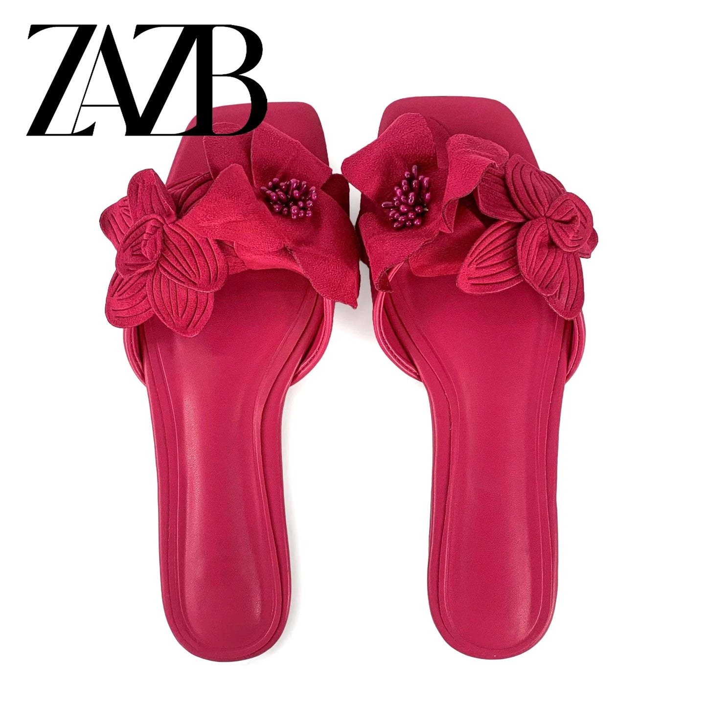 ZAZB brand custom slippers for ZAZB brand custom slippers for shoes luxury flat sandals and women ladies mules Floral plant desi