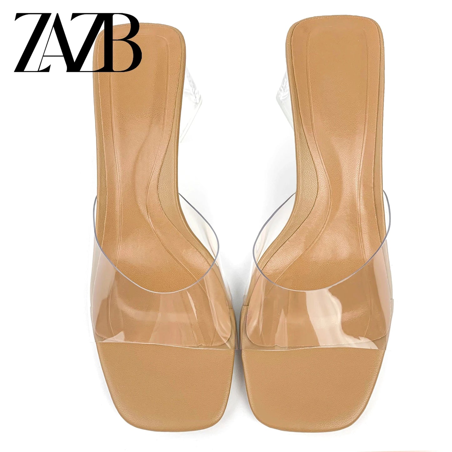 ZAZB brand custom transparent high heels shoes for women thick with sandals wedding bride ladies and chaussures pour femmes