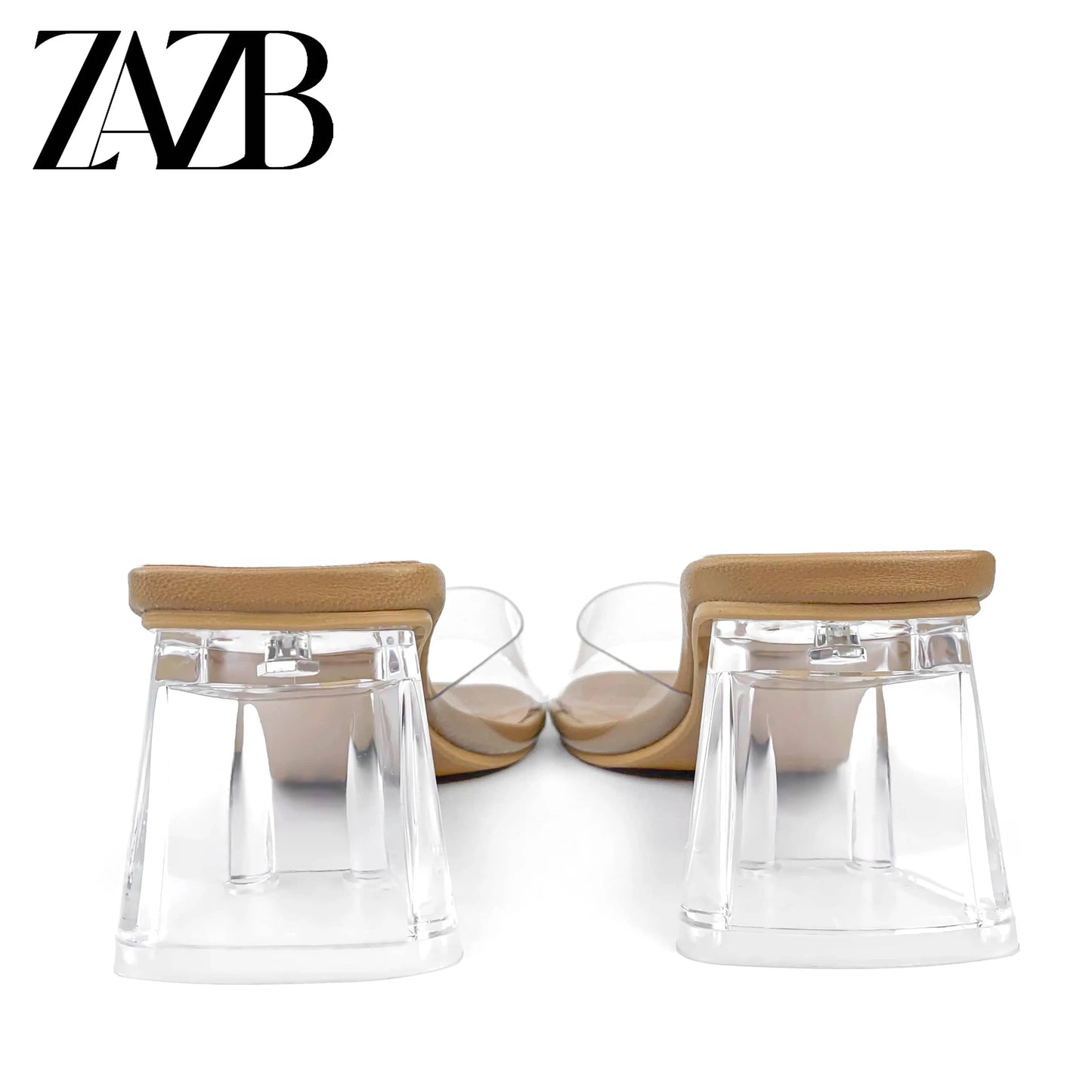 ZAZB brand custom transparent high heels shoes for women thick with sandals wedding bride ladies and chaussures pour femmes