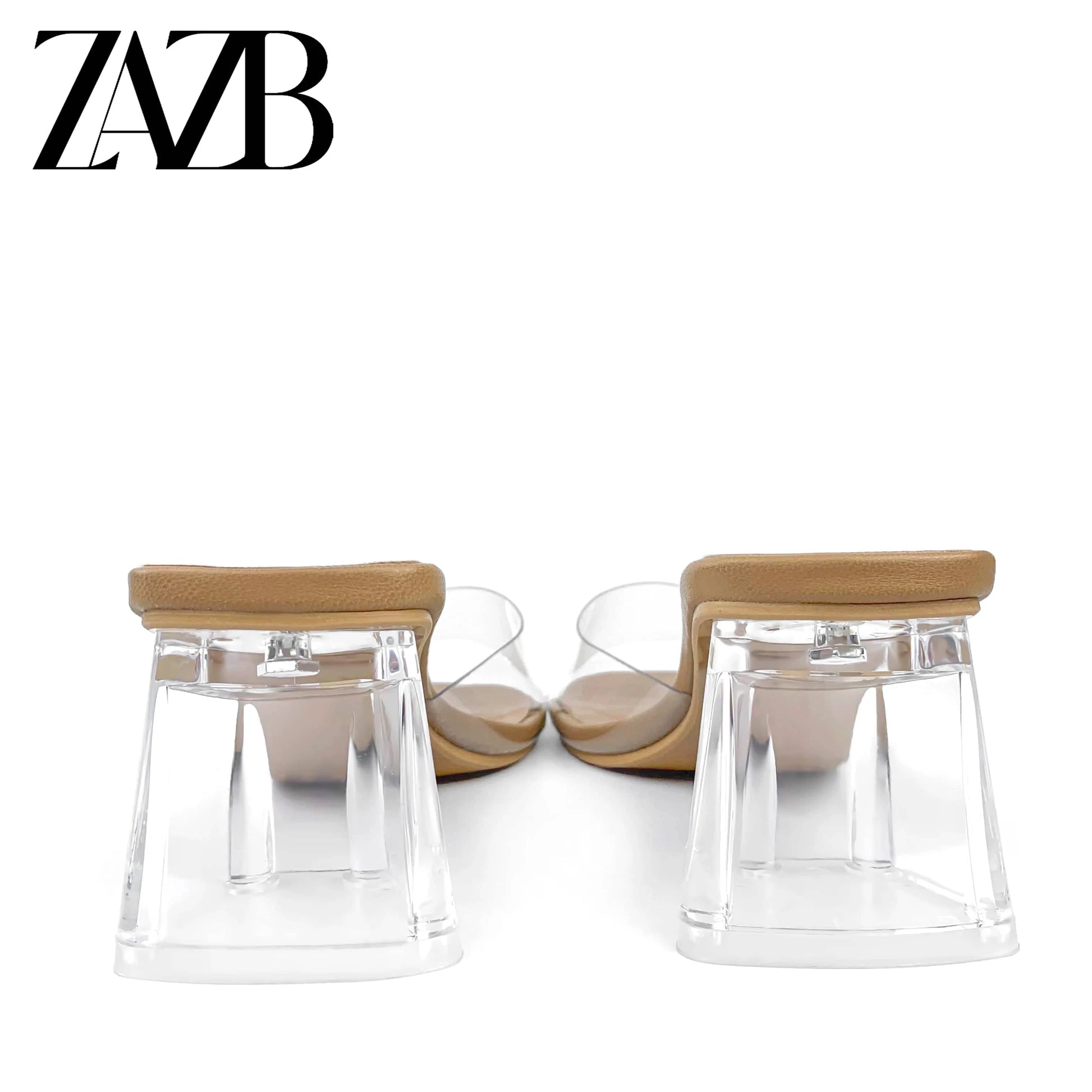 ZAZB brand custom transparent high heels shoes for women thick with sandals wedding bride ladies and chaussures pour femmes