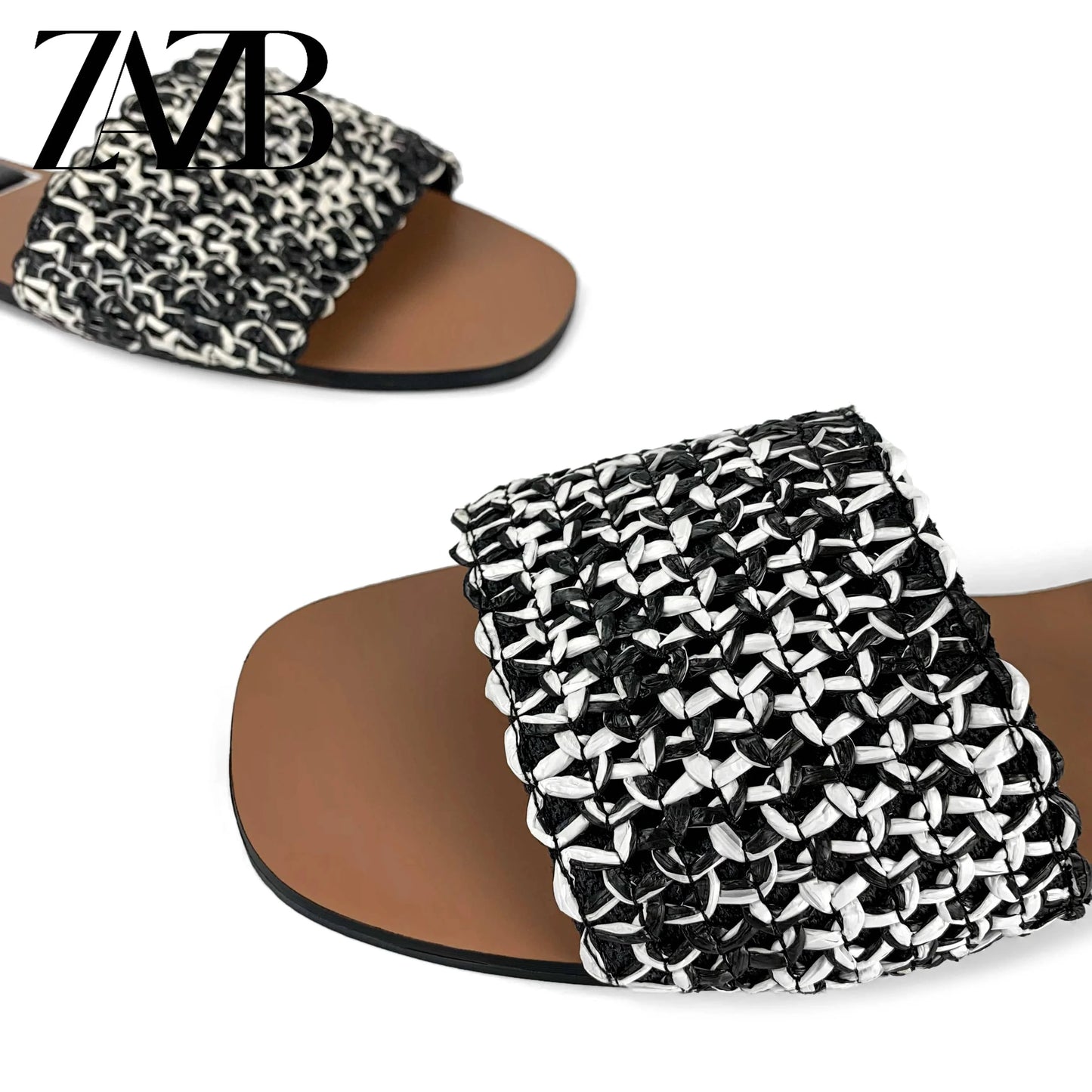 ZAZB brand Custom women flat shoes ladies shoes and sandals for mules luxury slippers Hemp rope weaving chaussures pour femmes