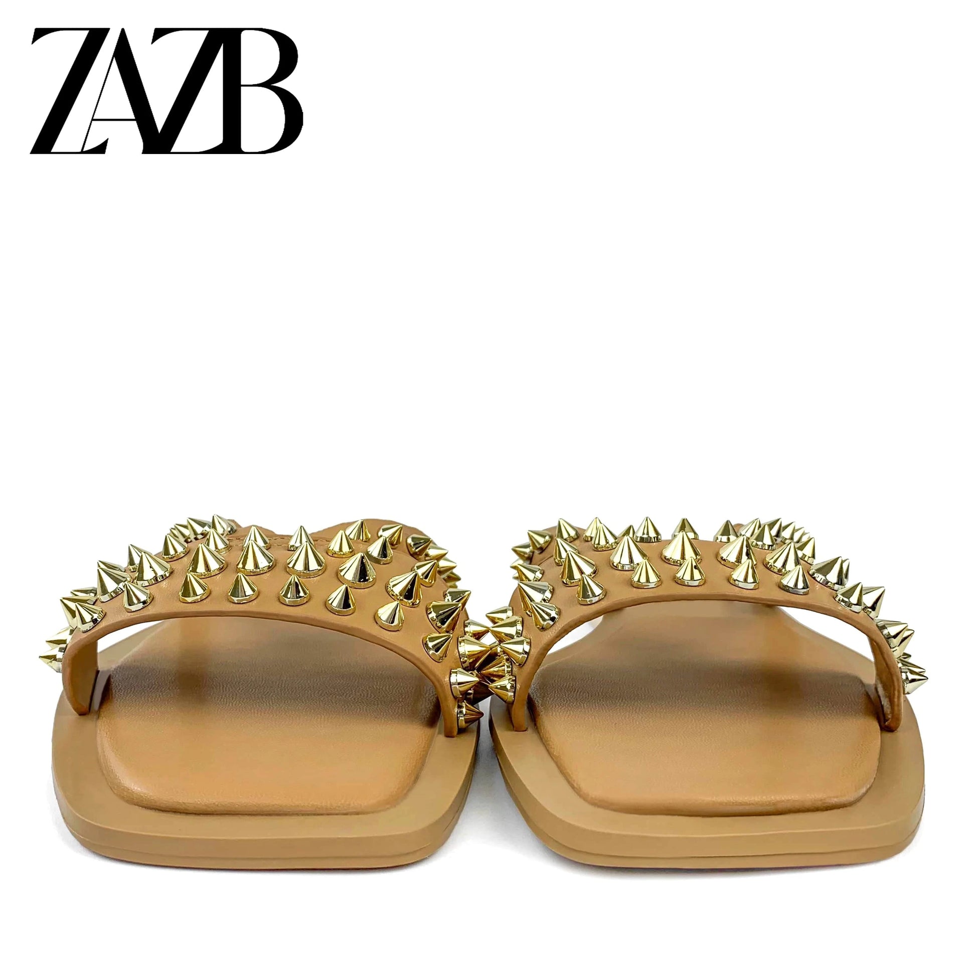 ZAZB brand Custom women flat shoes ladies shoes and sandals for mules luxury slippers rivet chaussures pour femmes