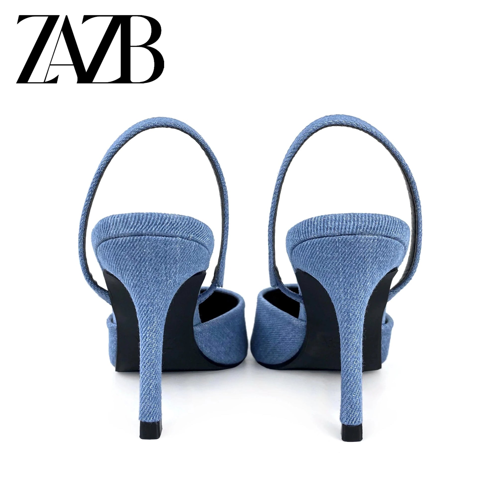 ZAZB Brand Customized Denim Fabric Design Leather High Heel Women's Sandals Wedding Bride Women's Dress