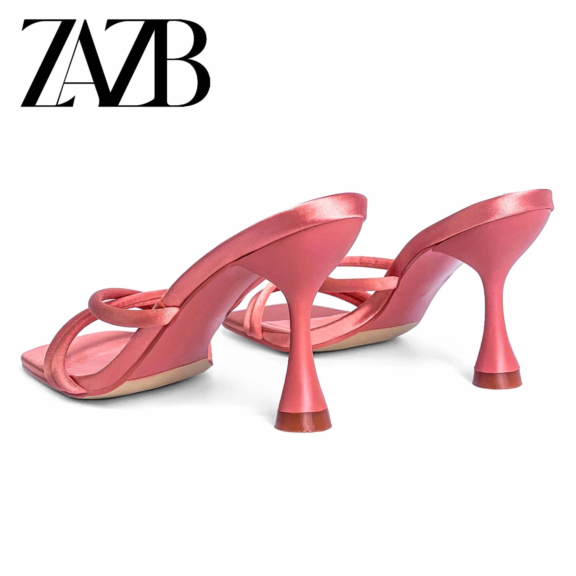 ZAZB Brand Customized Leather Coral Red High Heel Slippers Women's Slippers Wedding Bride Women's and Women's Dress