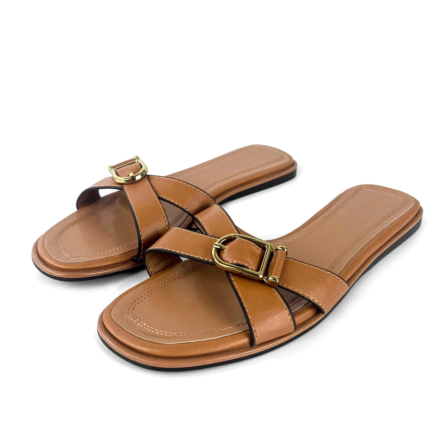 ZAZB Brand Customized Leather Metal Buckle Decoration Women's Slippers Luxury Slippers Wedding Bride Women