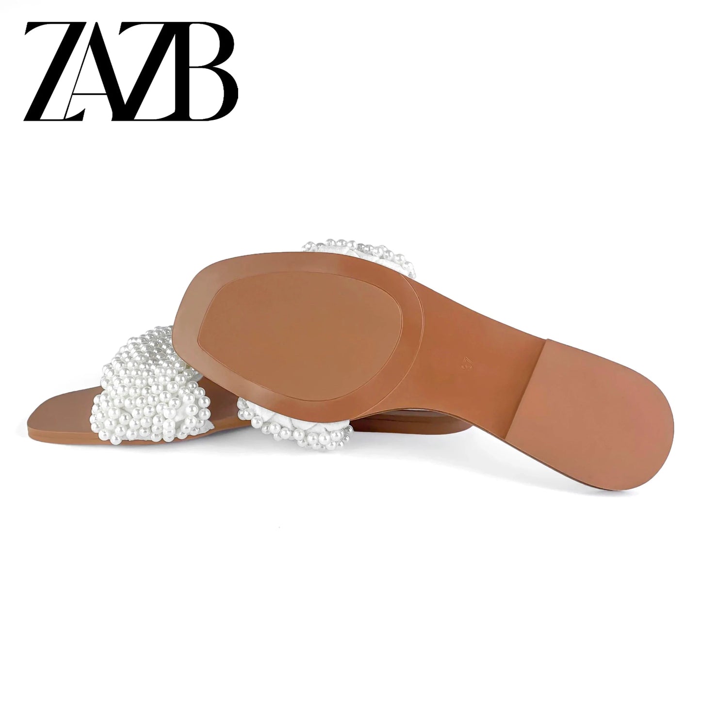 ZAZB Brand Customized Leather Pearl Slippers Women's Slippers Wedding Bride Women's and Women's Dress