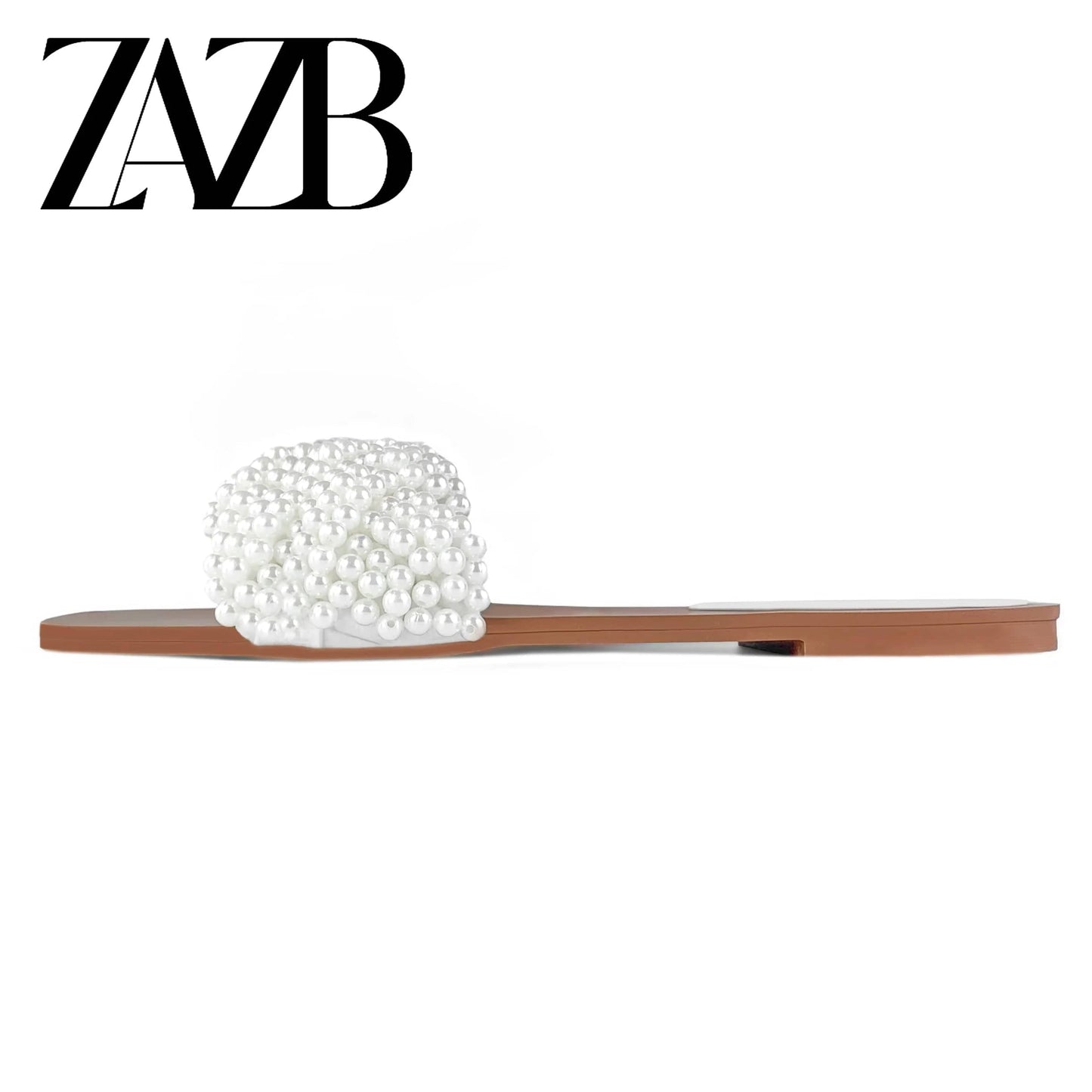 ZAZB Brand Customized Leather Pearl Slippers Women's Slippers Wedding Bride Women's and Women's Dress