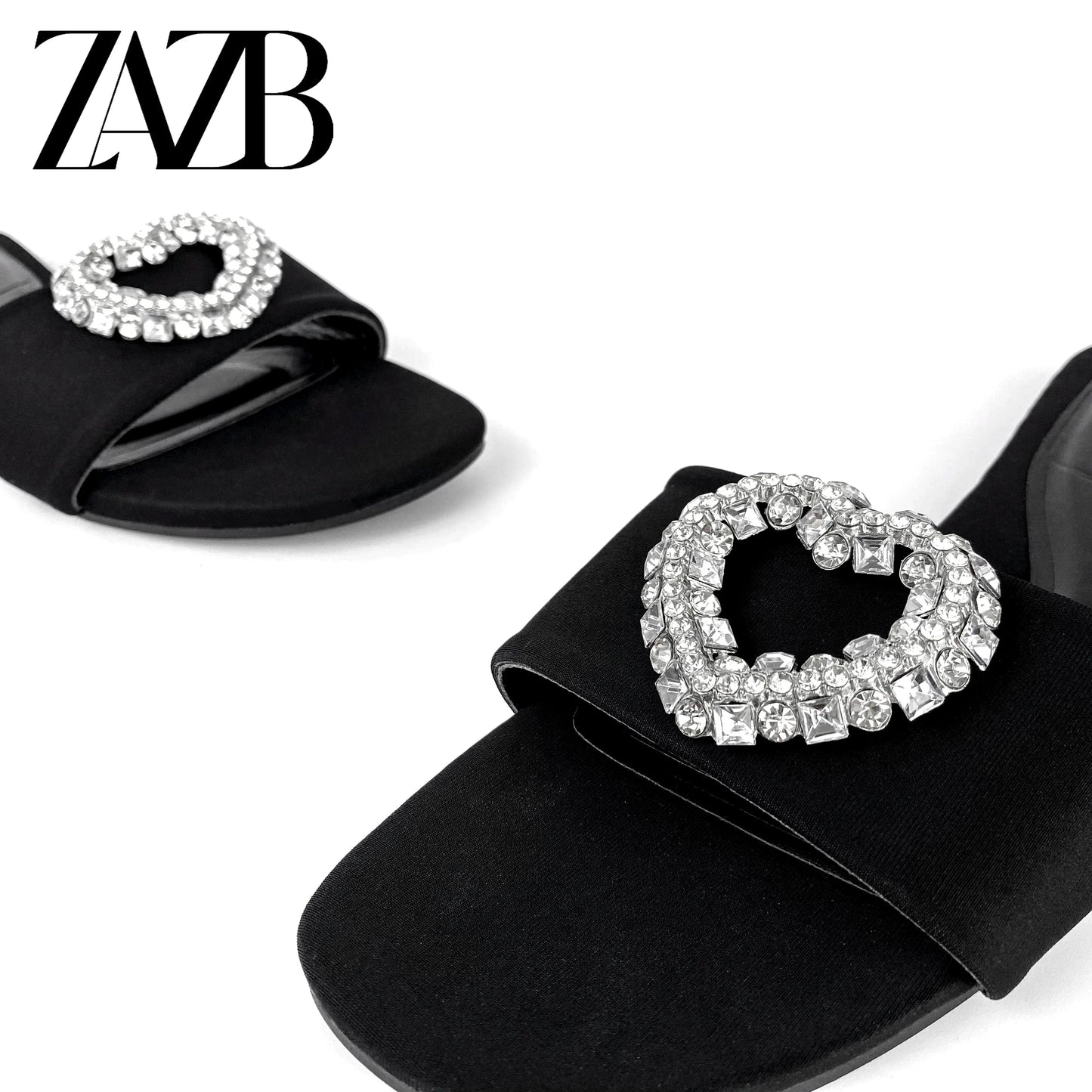 ZAZB Brand Customized Leather Slippers Women's Sandals Luxury Slippers Wedding Bride Ladies and Women's Dress
