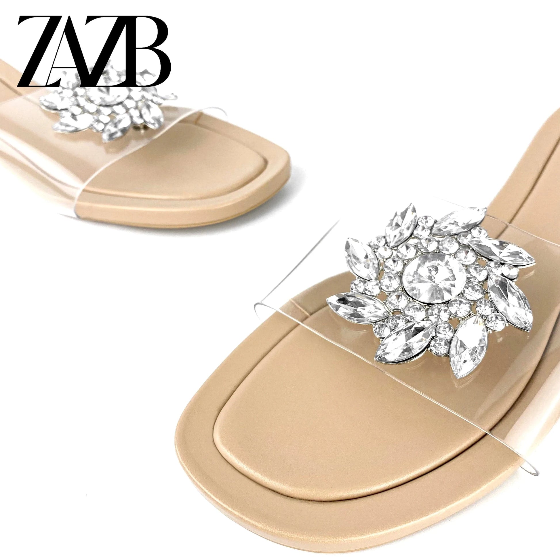 ZAZB Brand Customized Leather Slippers Women's Sandals Luxury Slippers Wedding Bride Ladies and Women's Dress