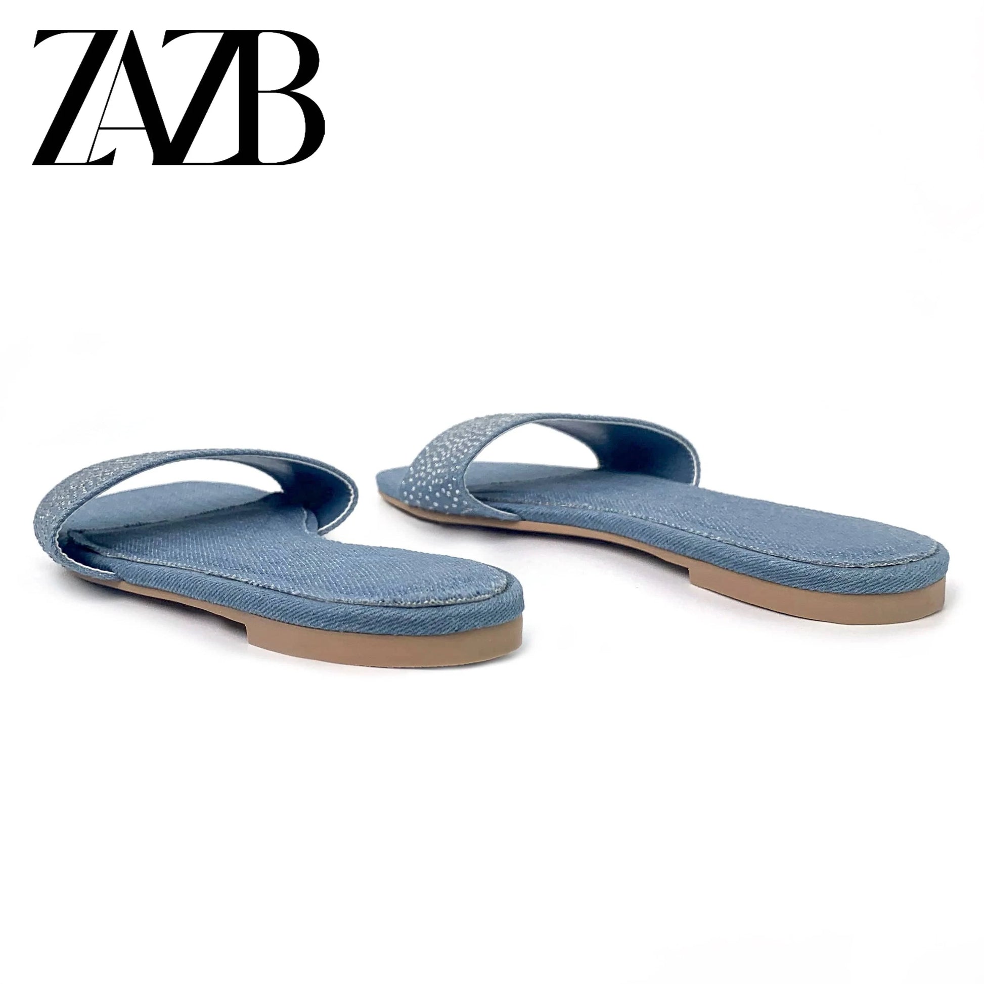 ZAZB Brand Customized Leather Slippers Women's Slippers Denim Fabric Wedding Bride Ladies and Women's Dress