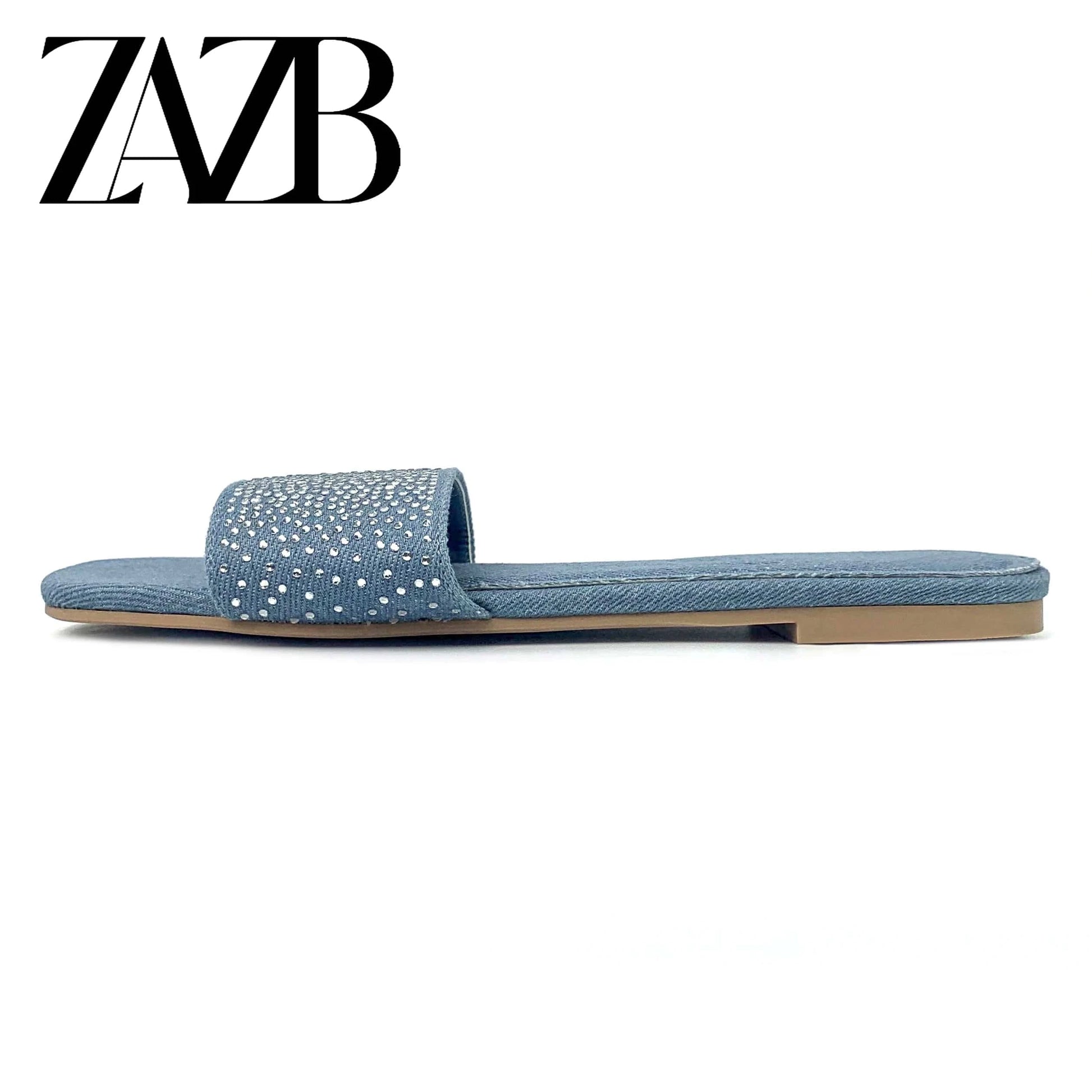 ZAZB Brand Customized Leather Slippers Women's Slippers Denim Fabric Wedding Bride Ladies and Women's Dress