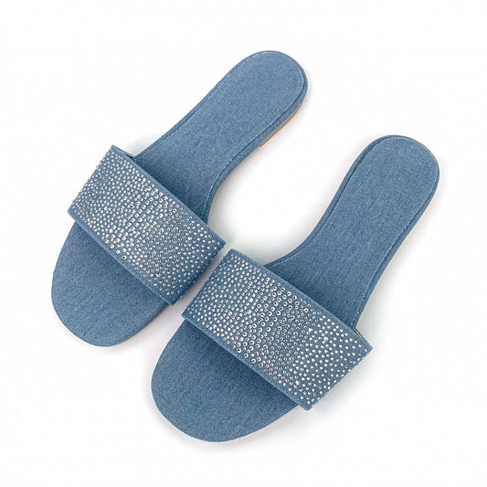 ZAZB Brand Customized Leather Slippers Women's Slippers Denim Fabric Wedding Bride Ladies and Women's Dress