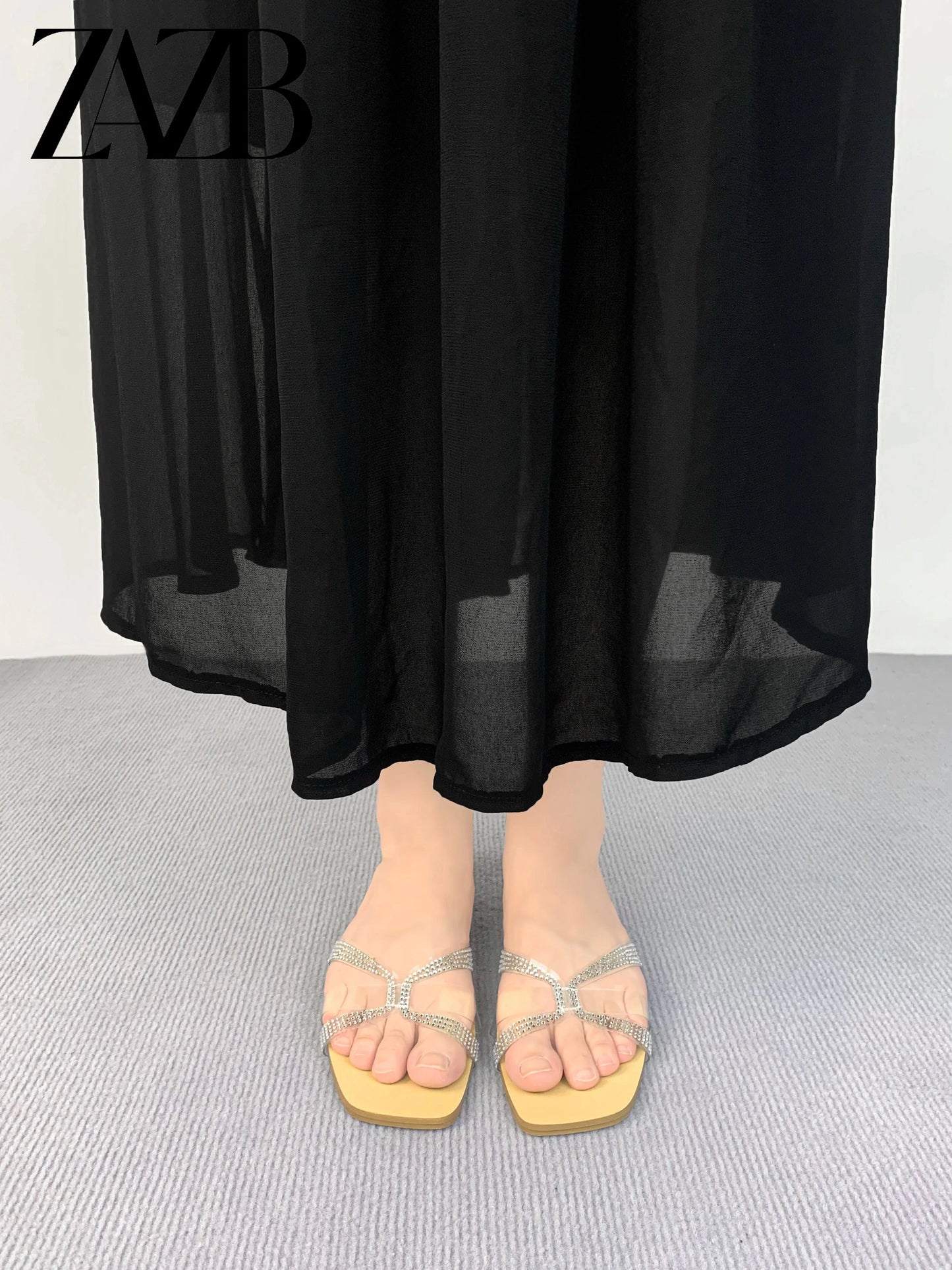 ZAZB brand customized transparent slippers, designed specifically for women, flat bottomed slippers, bride's women's shoes