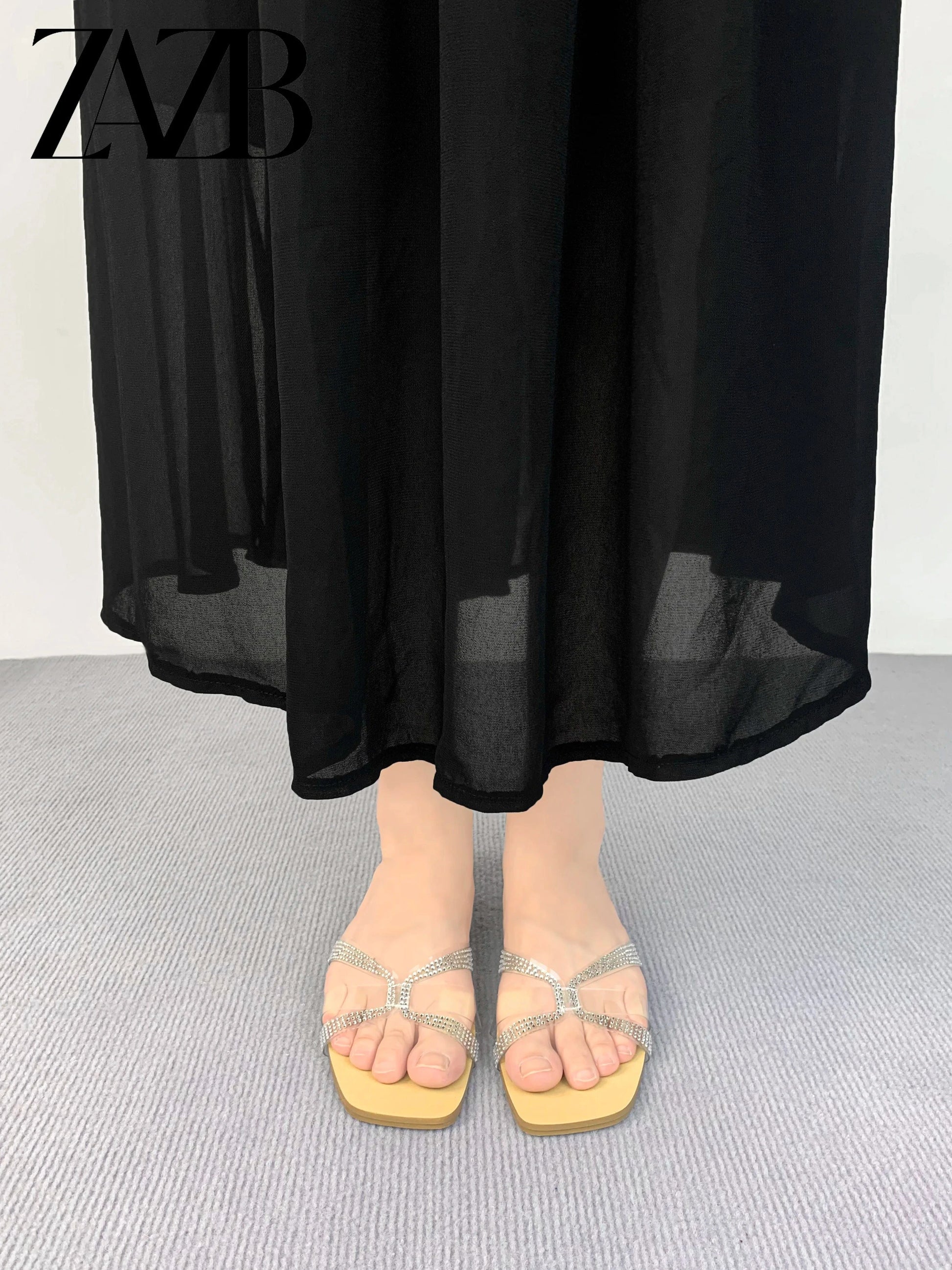 ZAZB brand customized transparent slippers, designed specifically for women, flat bottomed slippers, bride's women's shoes