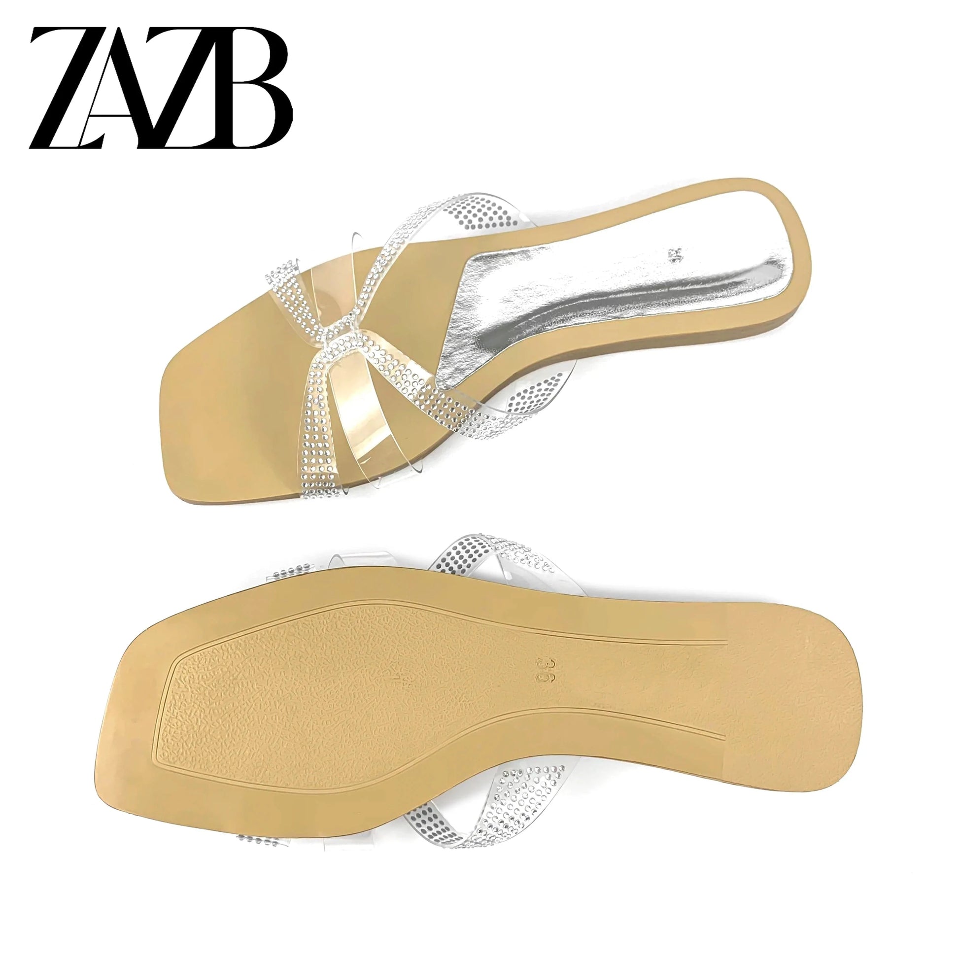 ZAZB brand customized transparent slippers, designed specifically for women, flat bottomed slippers, bride's women's shoes