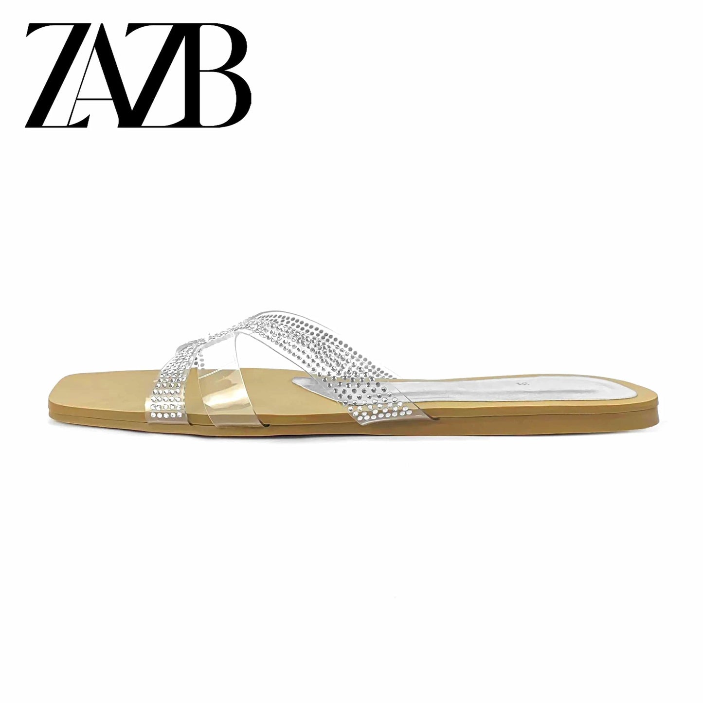 ZAZB brand customized transparent slippers, designed specifically for women, flat bottomed slippers, bride's women's shoes
