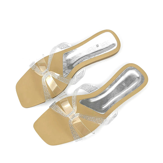 ZAZB brand customized transparent slippers, designed specifically for women, flat bottomed slippers, bride's women's shoes