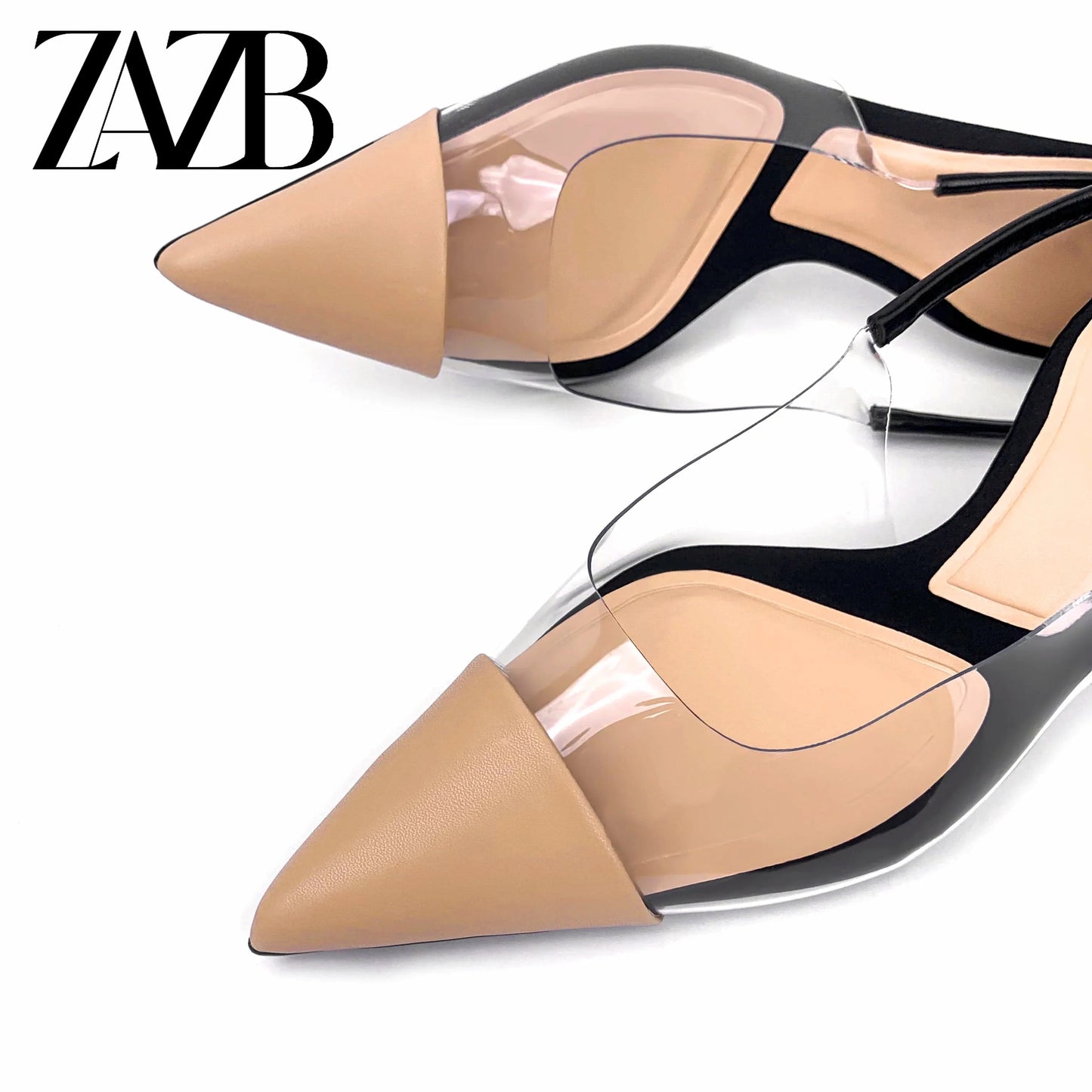 ZAZB Brand Women's Customized Apricot High Heel Transparent Fabric Sandals Bridal Shoes Elegant Women