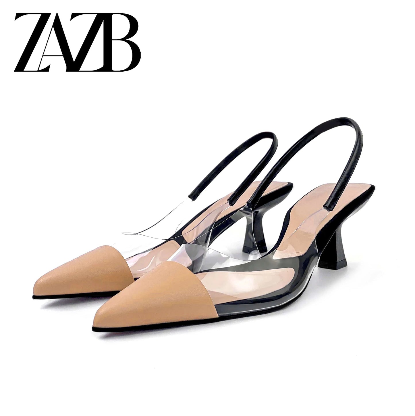 ZAZB Brand Women's Customized Apricot High Heel Transparent Fabric Sandals Bridal Shoes Elegant Women