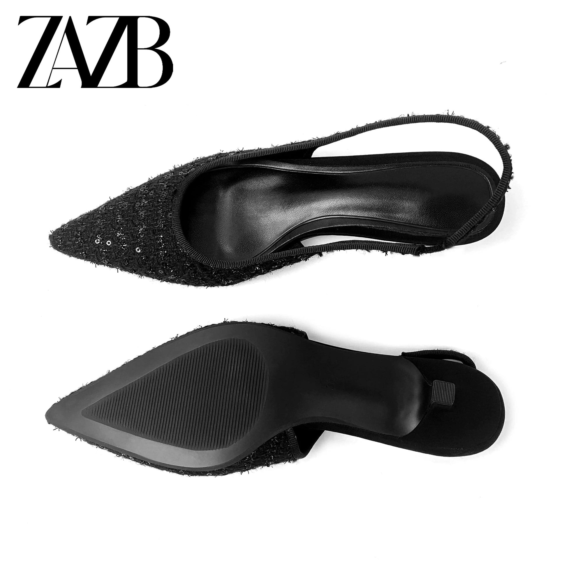 ZAZB Brand Women's Customized Black Mid Heel Sandals Bridal Shoes Elegant Women