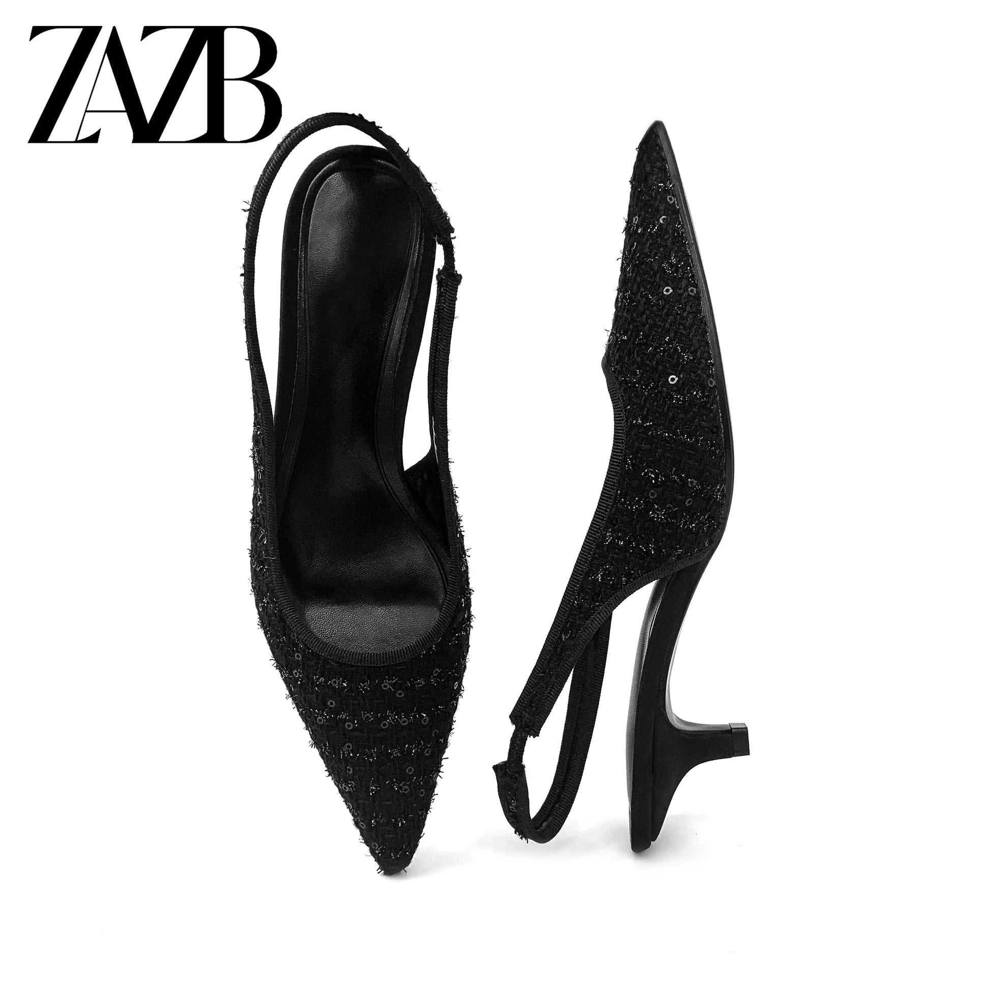 ZAZB Brand Women's Customized Black Mid Heel Sandals Bridal Shoes Elegant Women