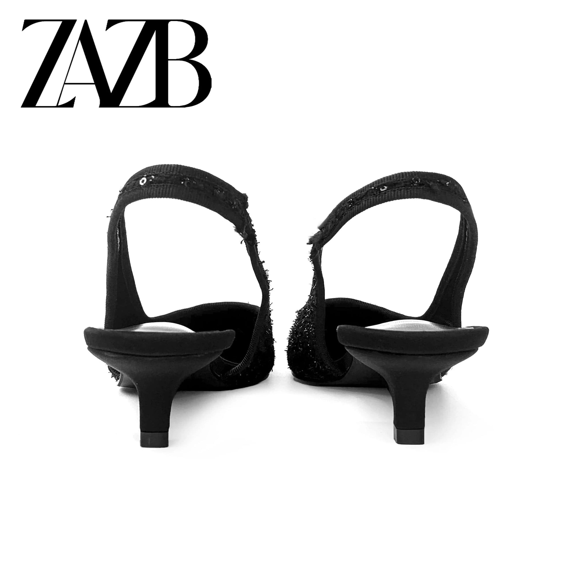 ZAZB Brand Women's Customized Black Mid Heel Sandals Bridal Shoes Elegant Women
