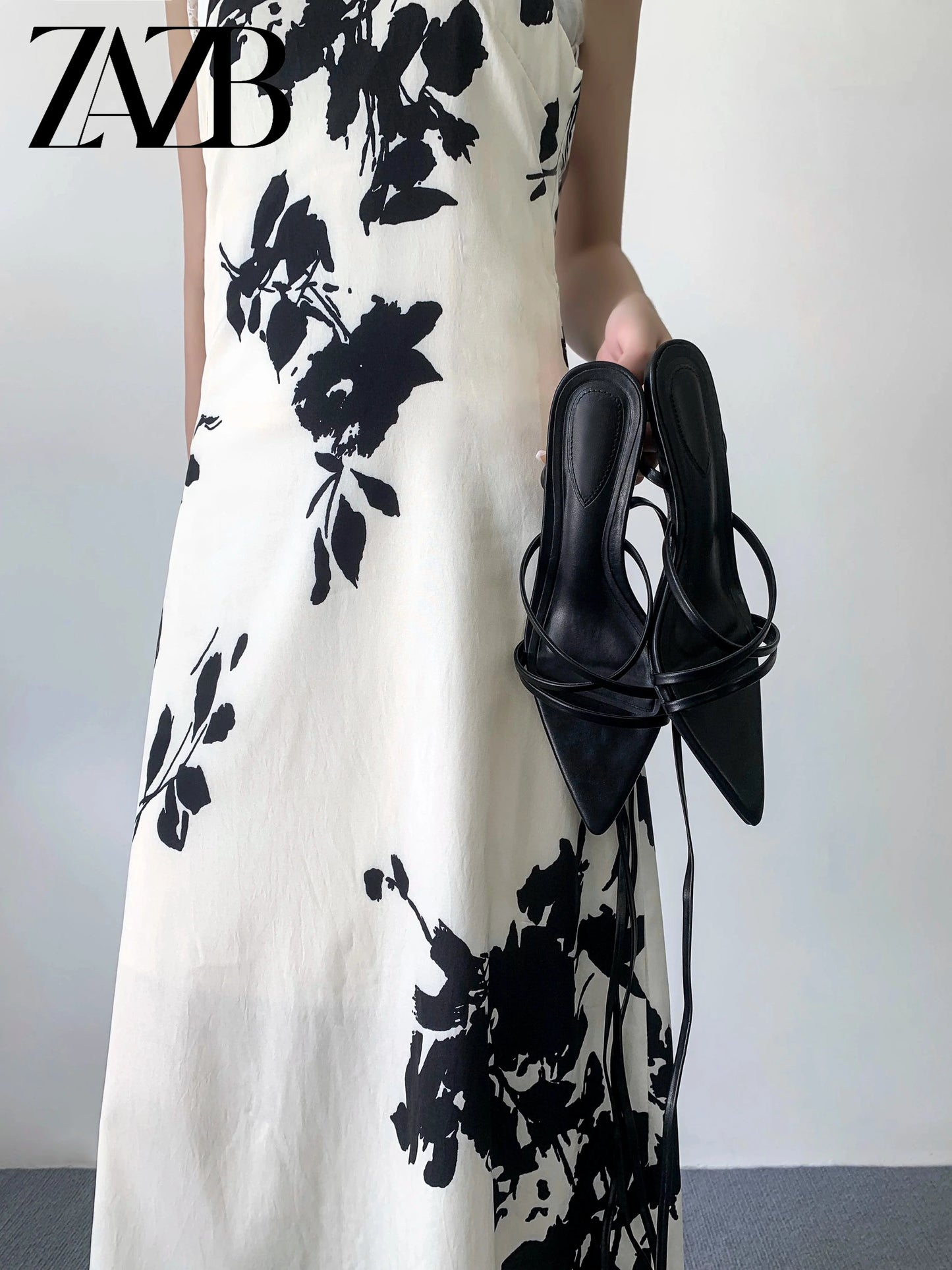 ZAZB Brand Women's Customized Black Pointed Mid Heel Sandals Bridal Shoes Elegant Women