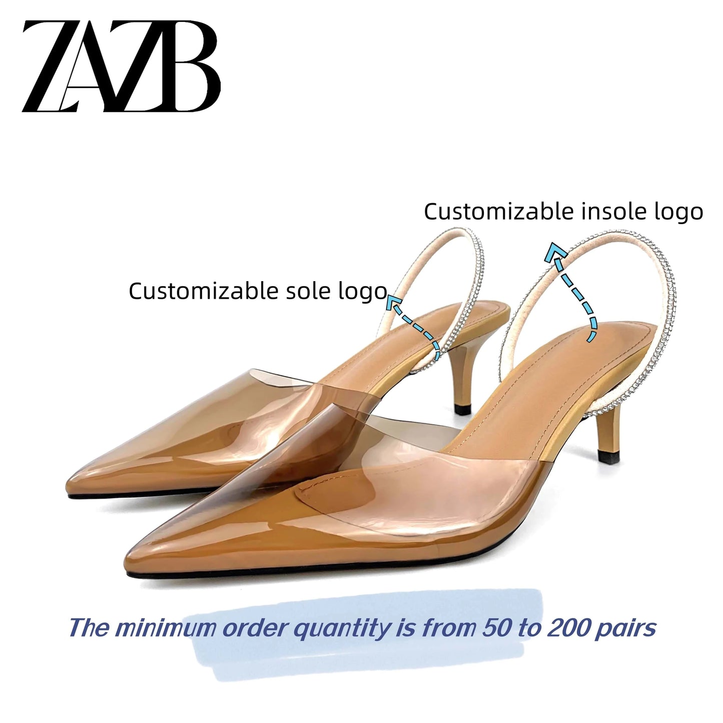 ZAZB Brand Women's Customized Brown High Heel Transparent Sandals Bridal Shoes Elegant Women