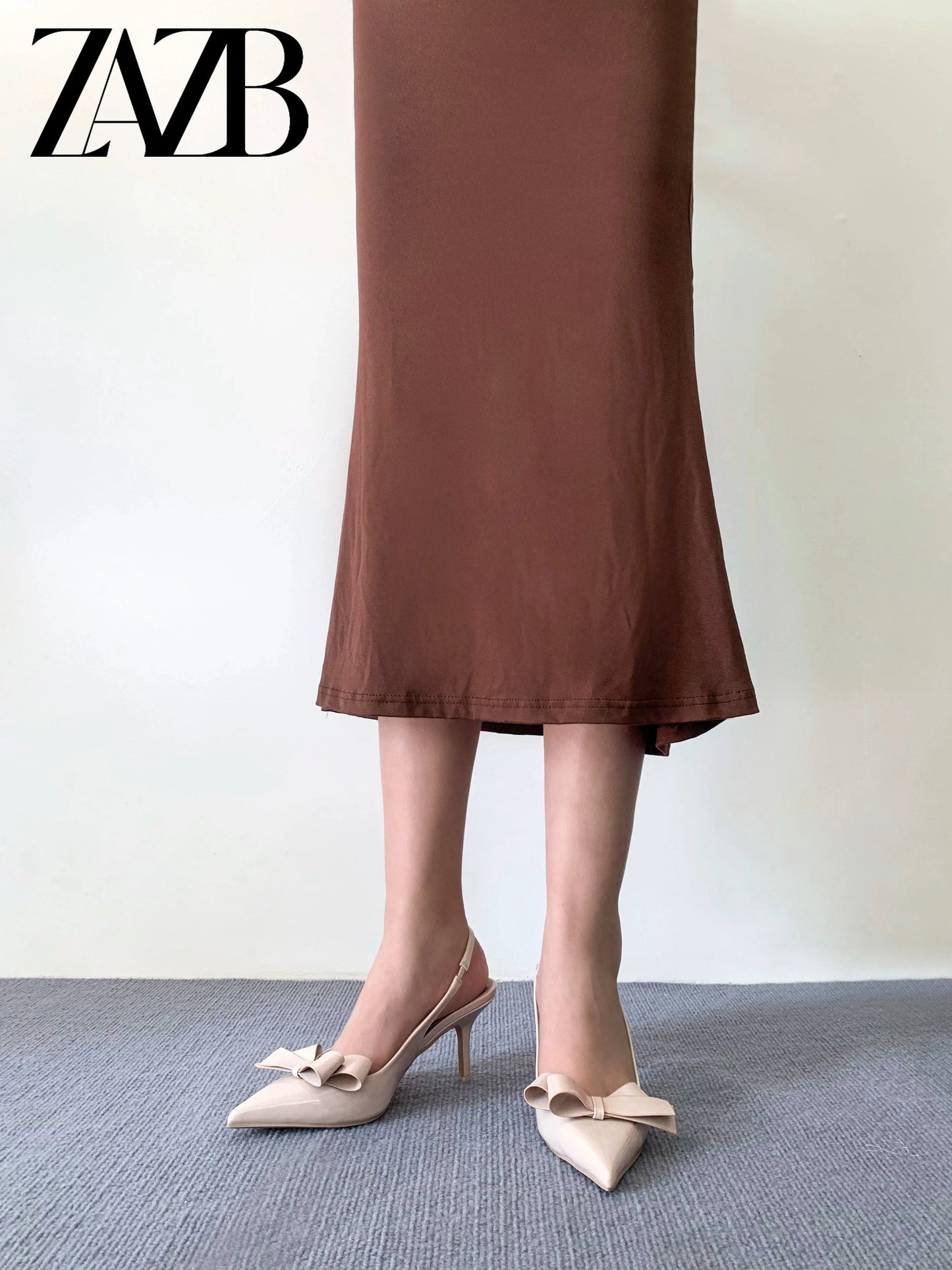 ZAZB Brand Women's Customized Leather Bow Decoration High Heel Sandals Slim Fit Wedding Bride Elegant Woman