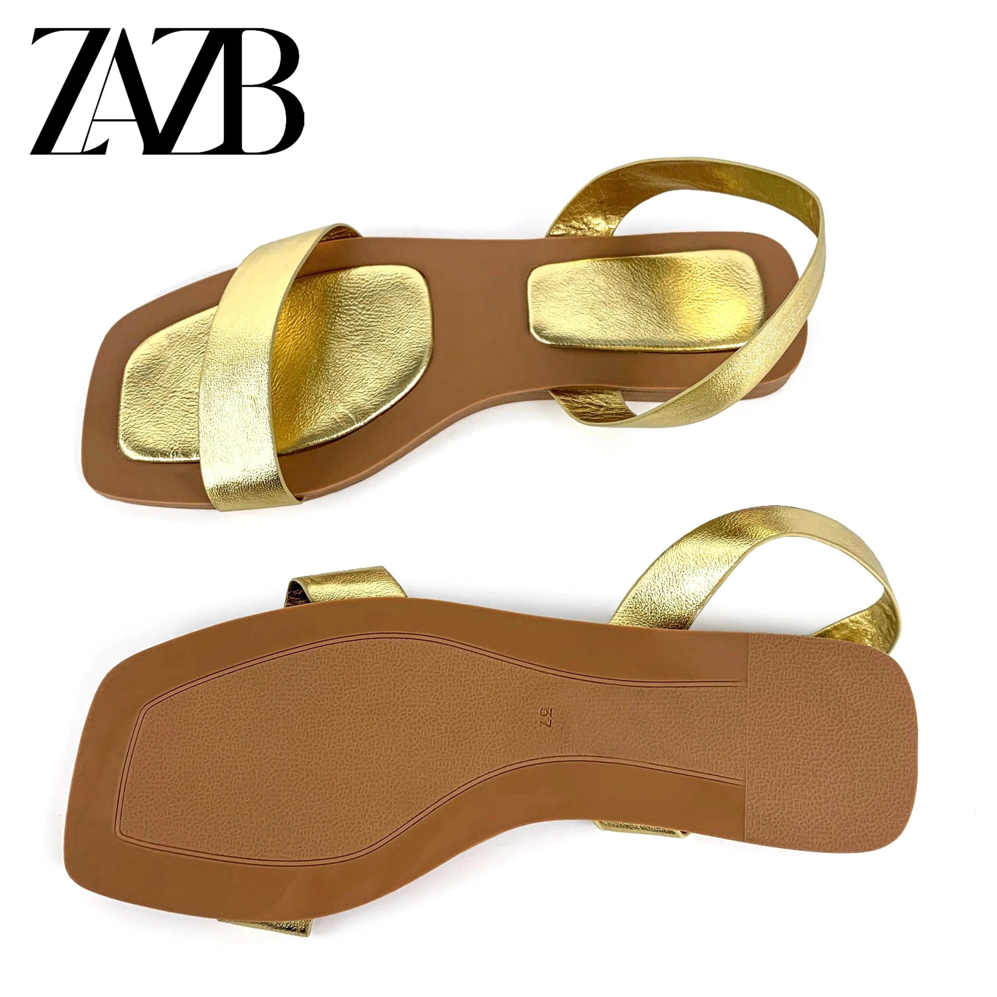 ZAZB Brand Women's Customized Leather Flat Bottom Sandals Wedding Bride Ladies and Women's Dress