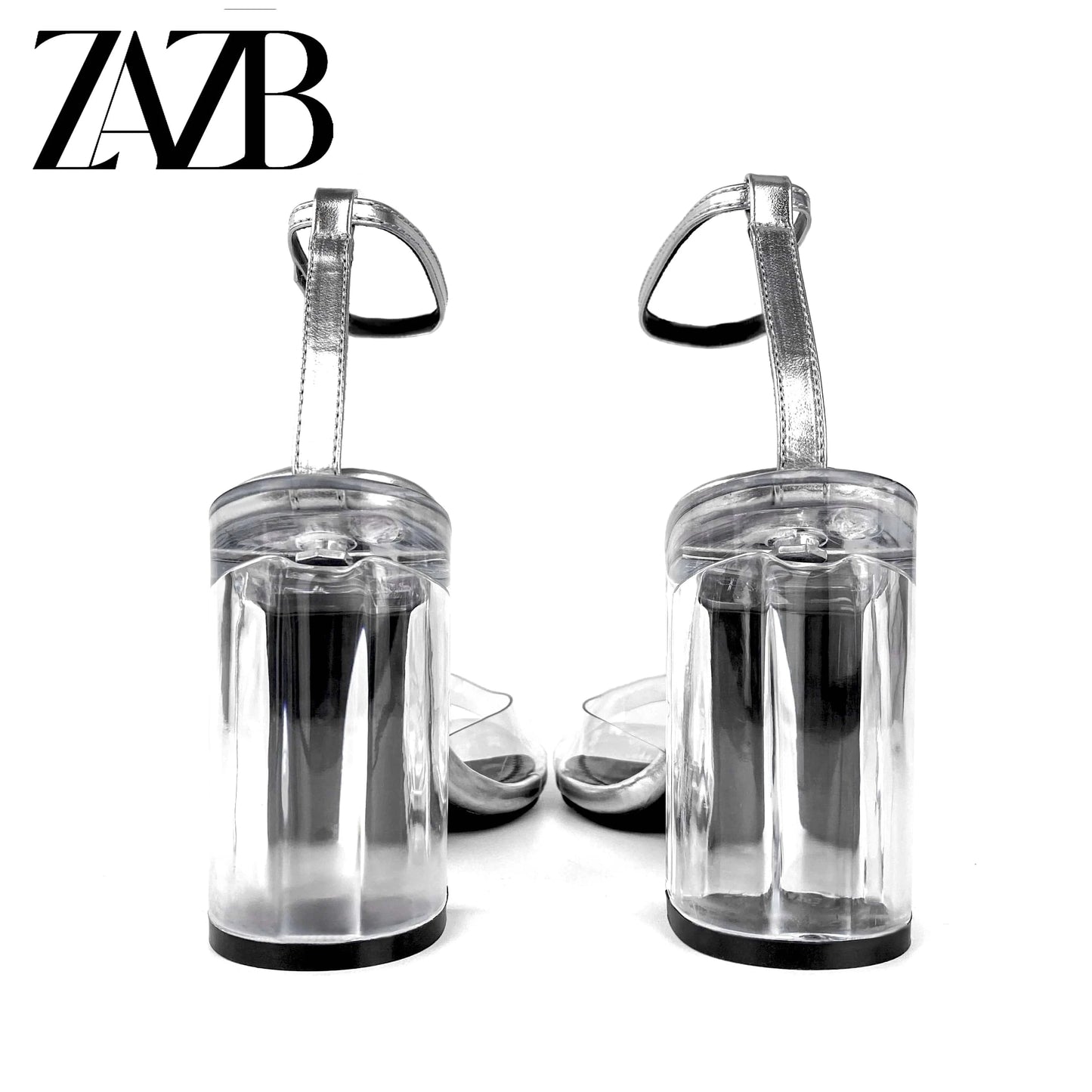 ZAZB Brand Women's Customized Leather High Heels Transparent Heel Sandals Slim Fit Wedding Bride Elegant Woman