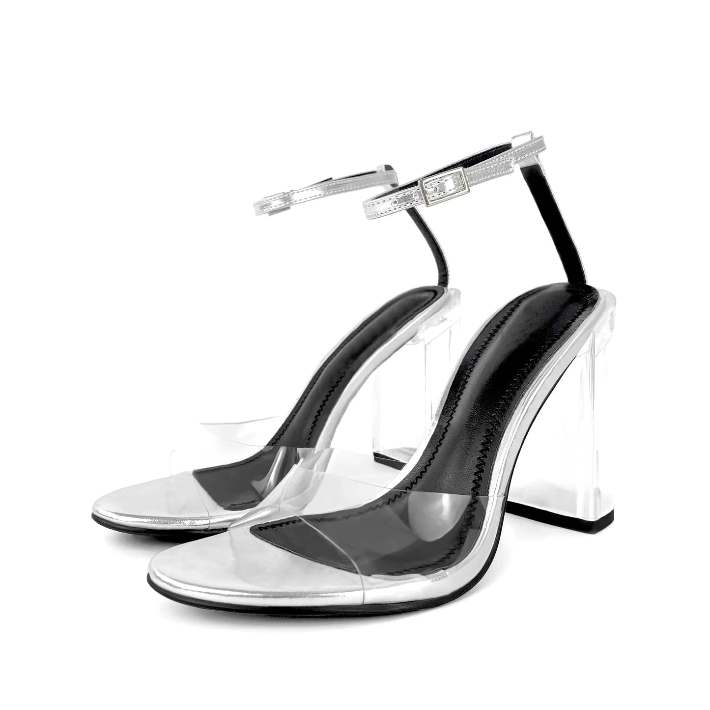 ZAZB Brand Women's Customized Leather High Heels Transparent Heel Sandals Slim Fit Wedding Bride Elegant Woman