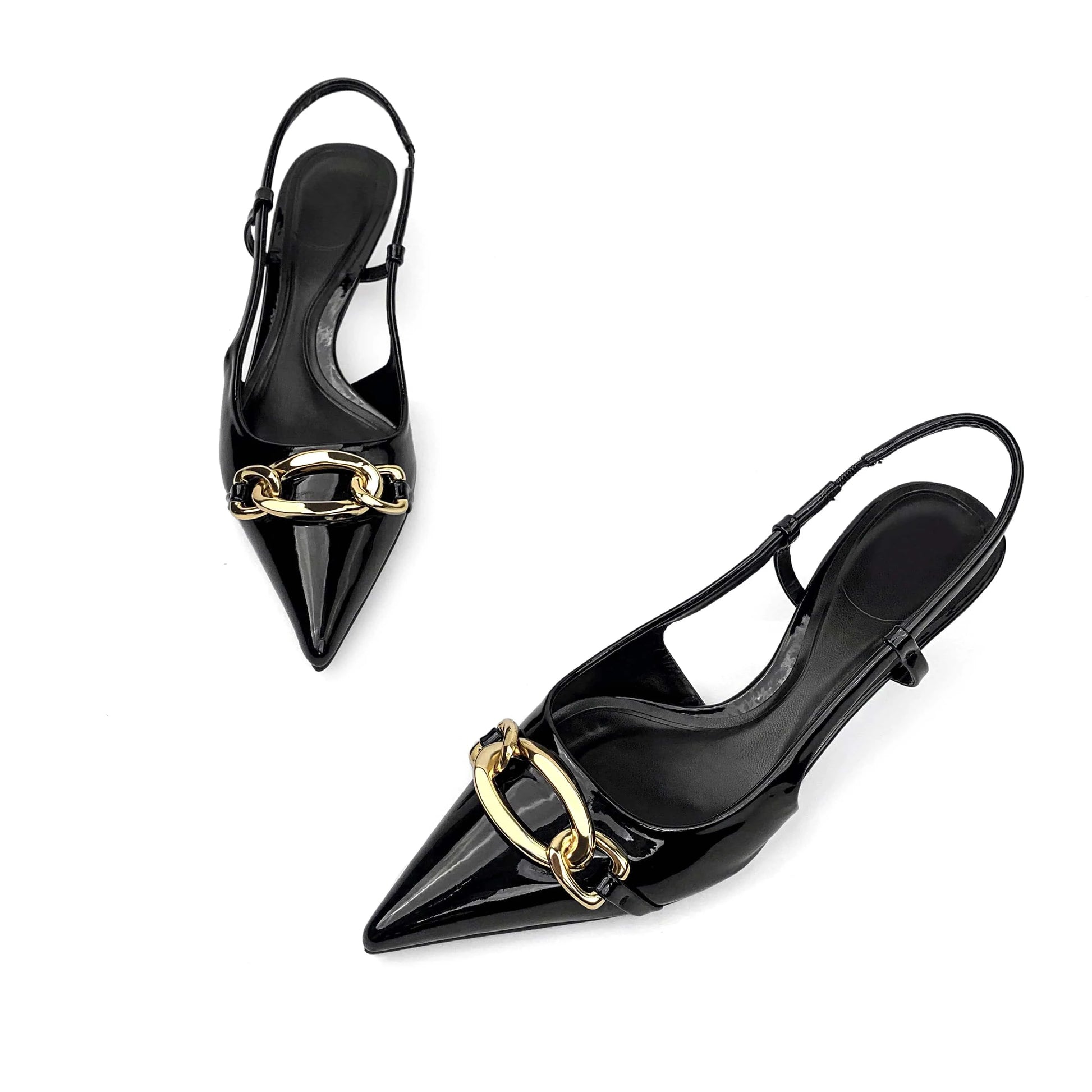 ZAZB Brand Women's Customized Leather Metal Buckle Decoration with Middle Heel Sandals Slim Fit Wedding Bride Elegant Woman