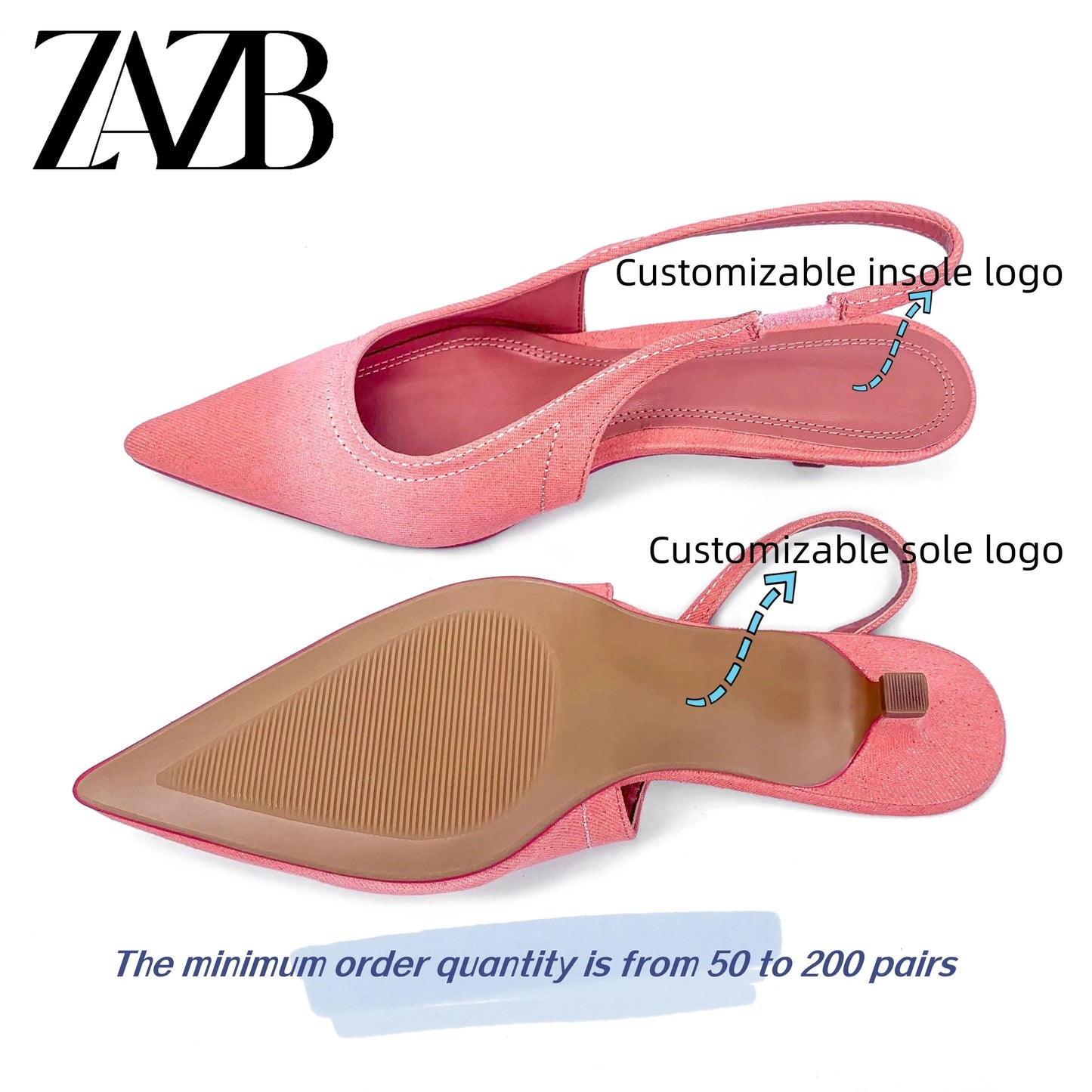 ZAZB Brand Women's Customized Pink Canvas Mid Heel Sandals Bridal Shoes Elegant Women
