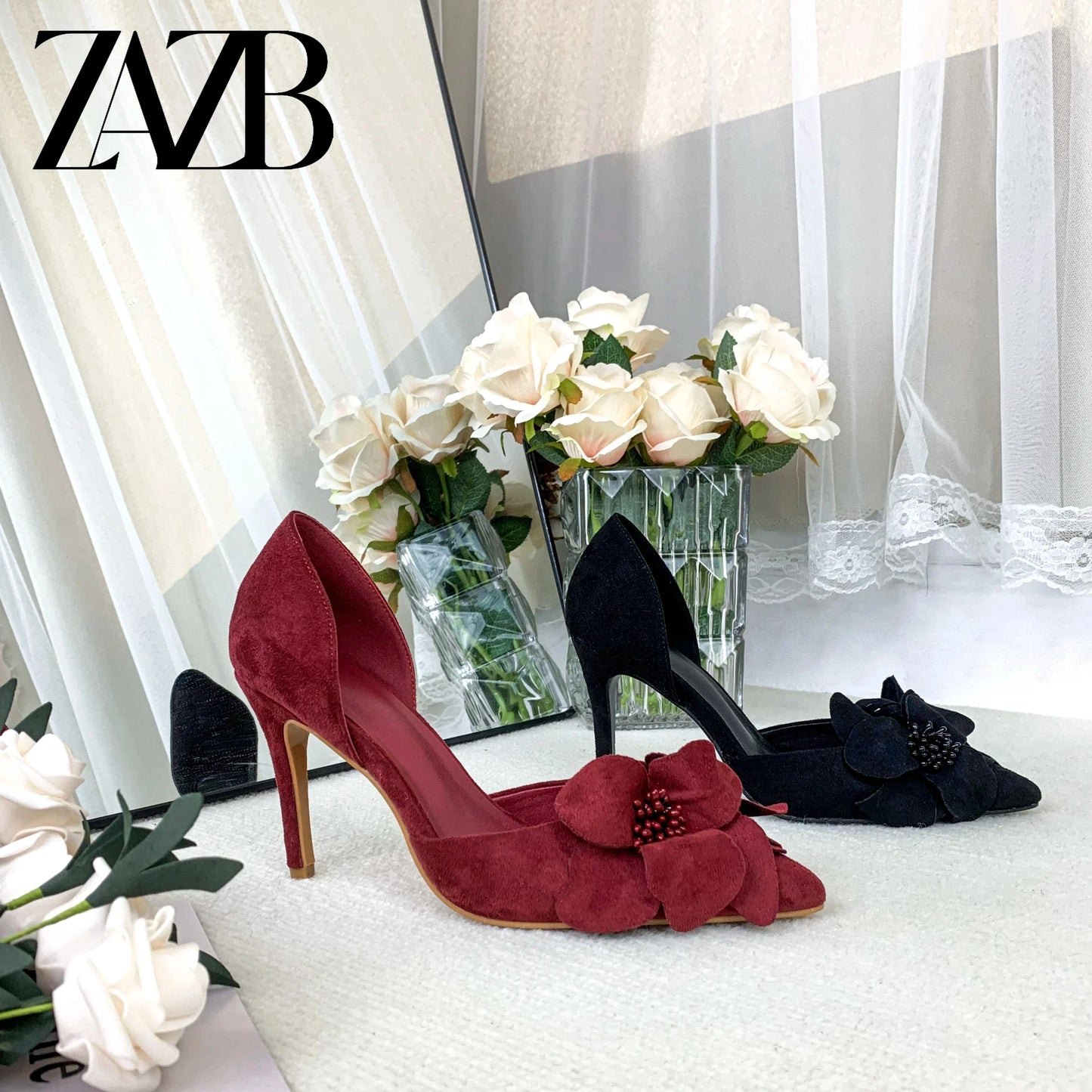 ZAZB Customized Exquisite Fashion Color Matching Bow Tie Thin Heel Temperament High Heel Bridal Shoes