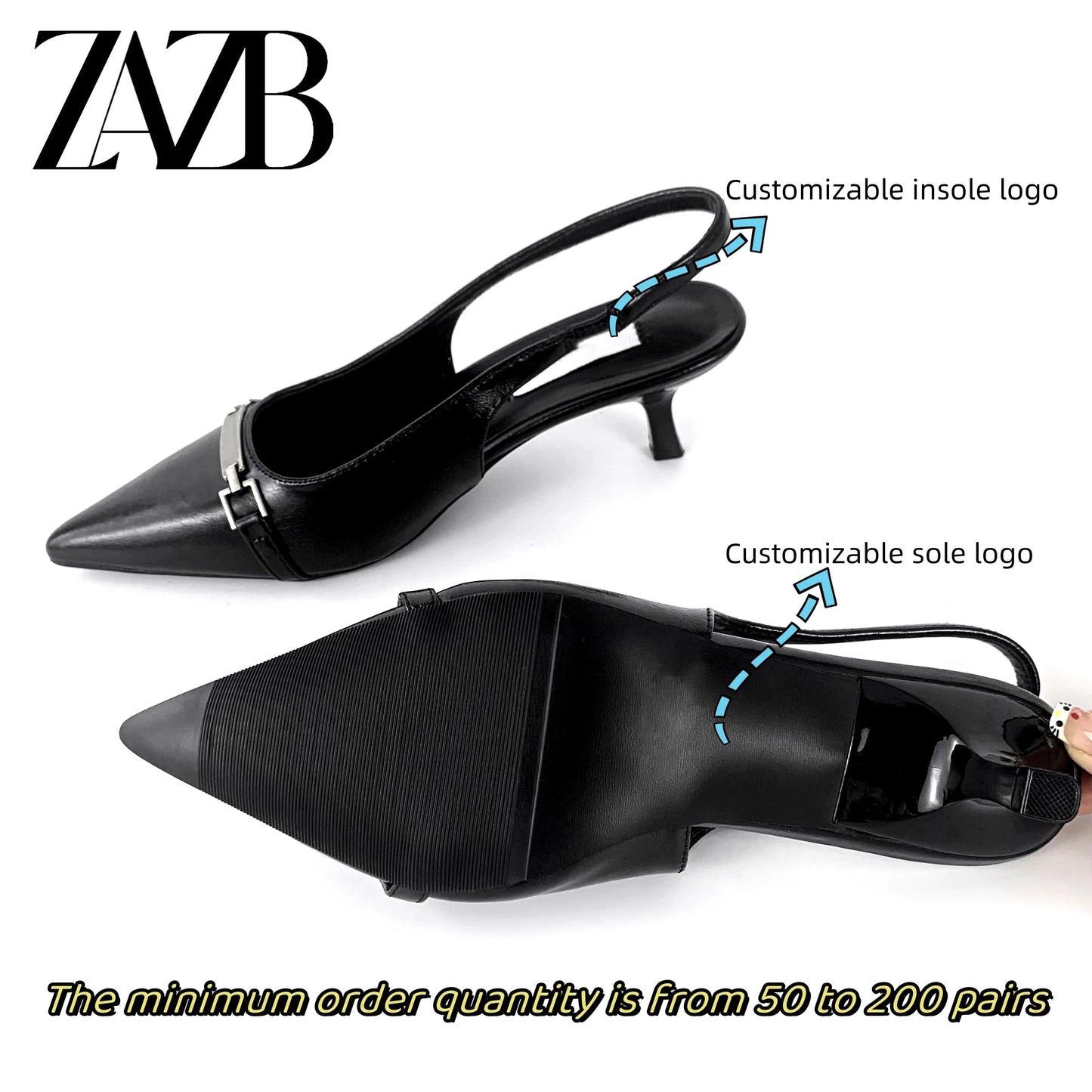 ZAZB Customized exquisite women's shoes Fashion single shoes French retro medium heel sandals Pointed women's sandals Designer